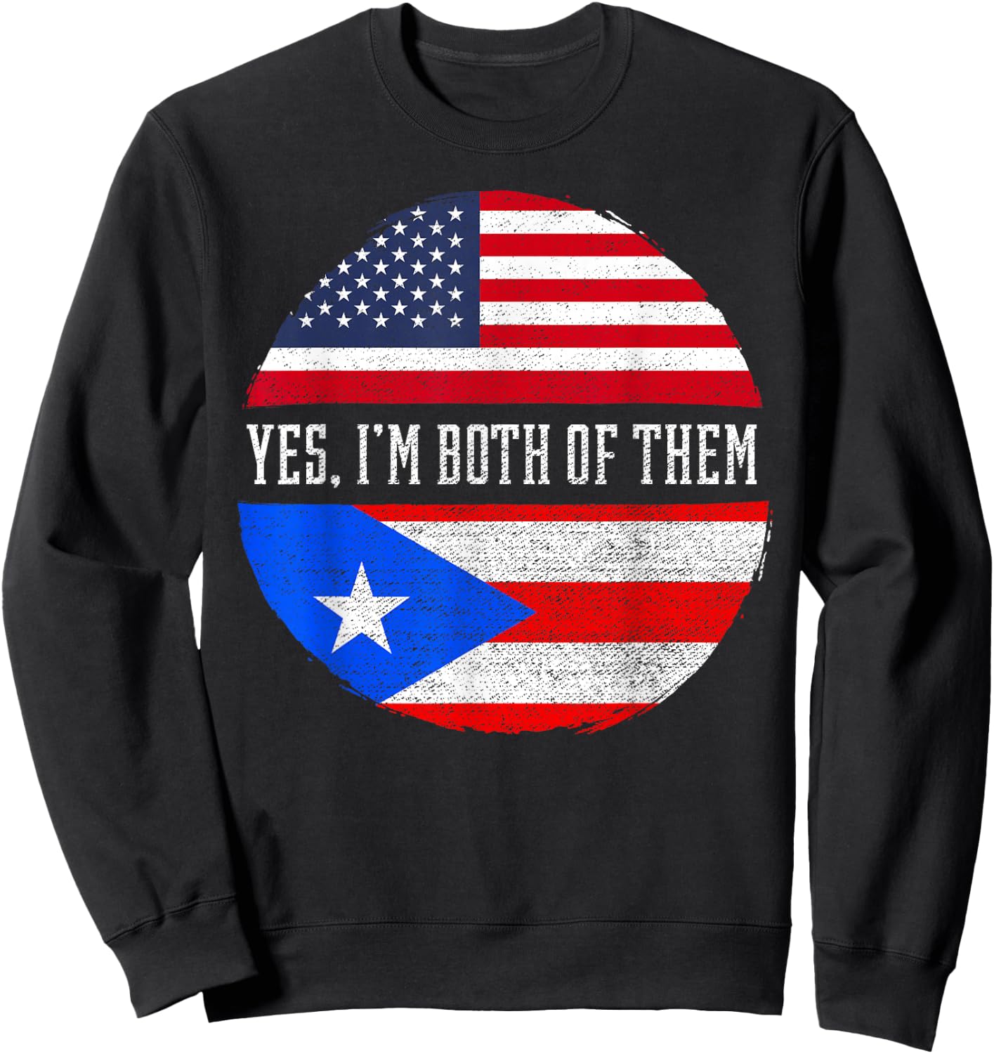 Half American Half Puerto Rican USA Flag Puerto Rico DNA Sweatshirt - Sweatshirt | Black