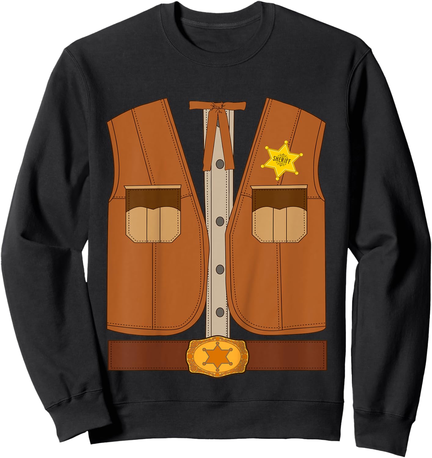 Kids Cowboy Western Sheriff Texas Kids Halloween Costume Sweatshirt - Sweatshirt | Black