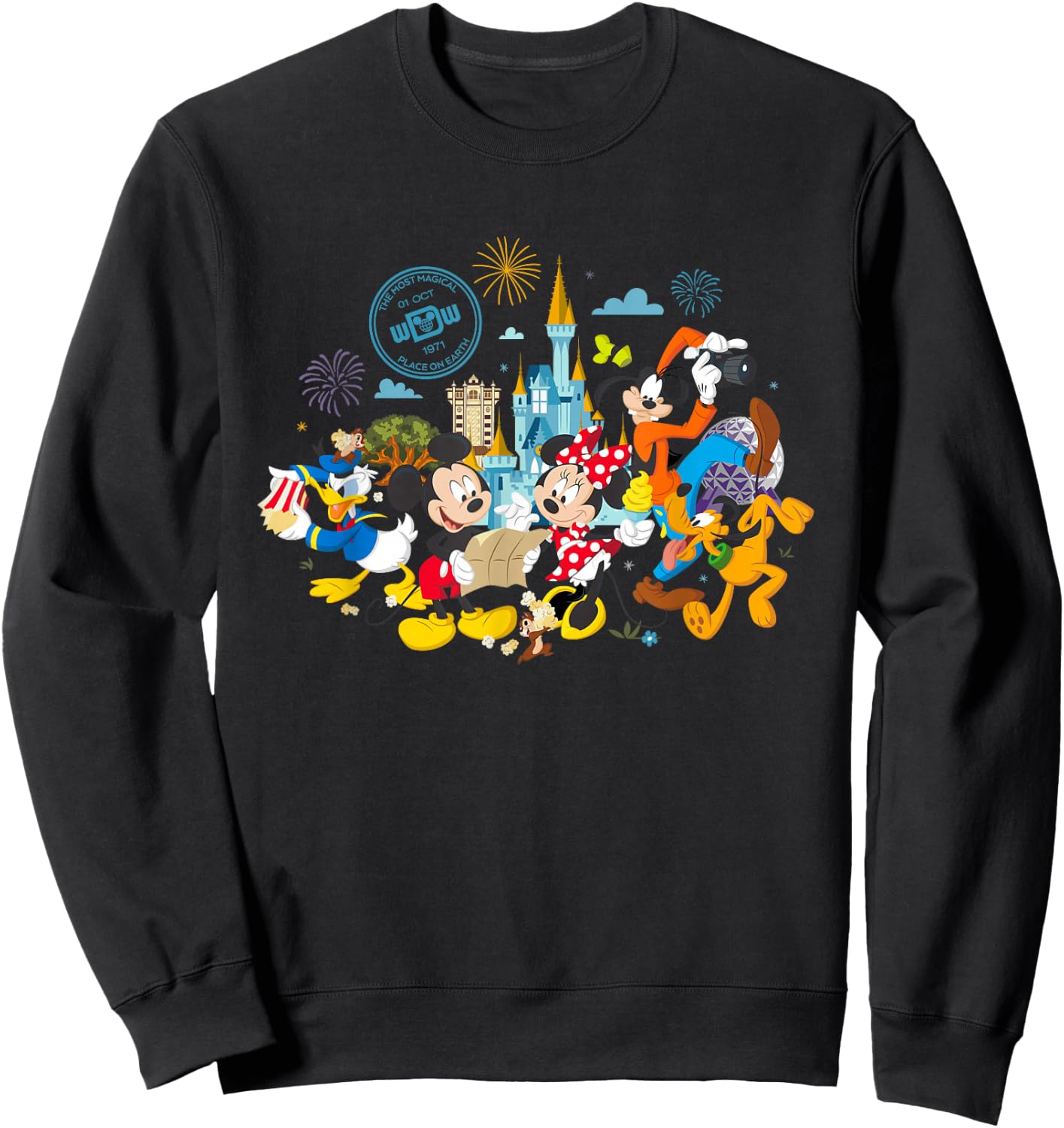 Walt Disney World 50th Anniversary Mickey and Friends Small Sweatshirt - Sweatshirt | Black