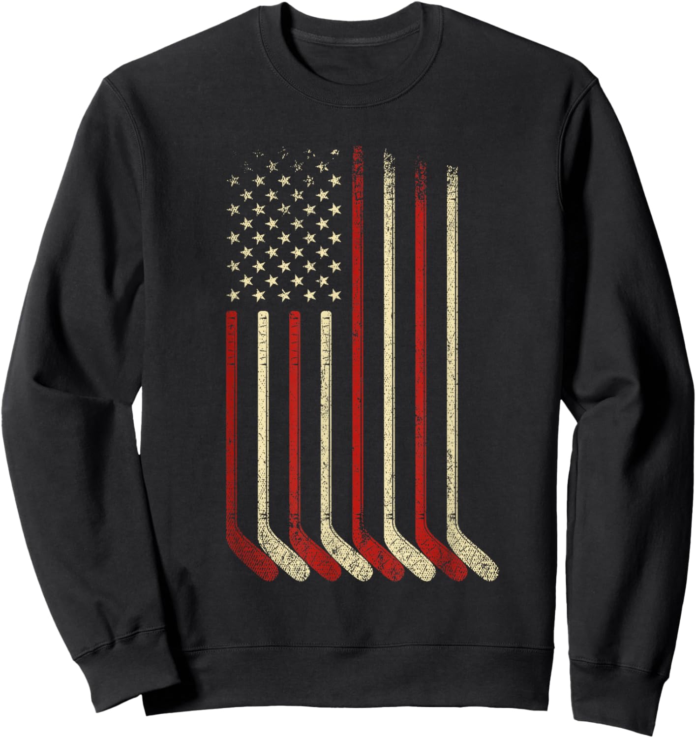 US Flag Patriotic American Hockey Player Ice Hockey Sweatshirt - Sweatshirt | Black