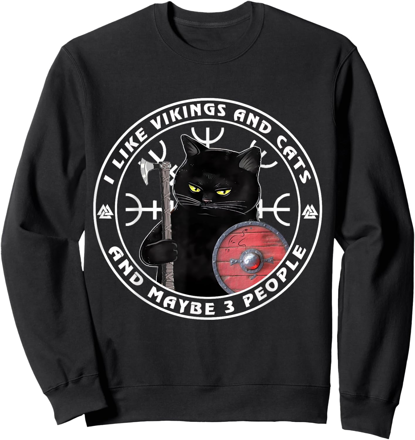 I Like Vikings And Cats And Maybe 3 People, Vikings Kitten Sweatshirt - Sweatshirt | Black