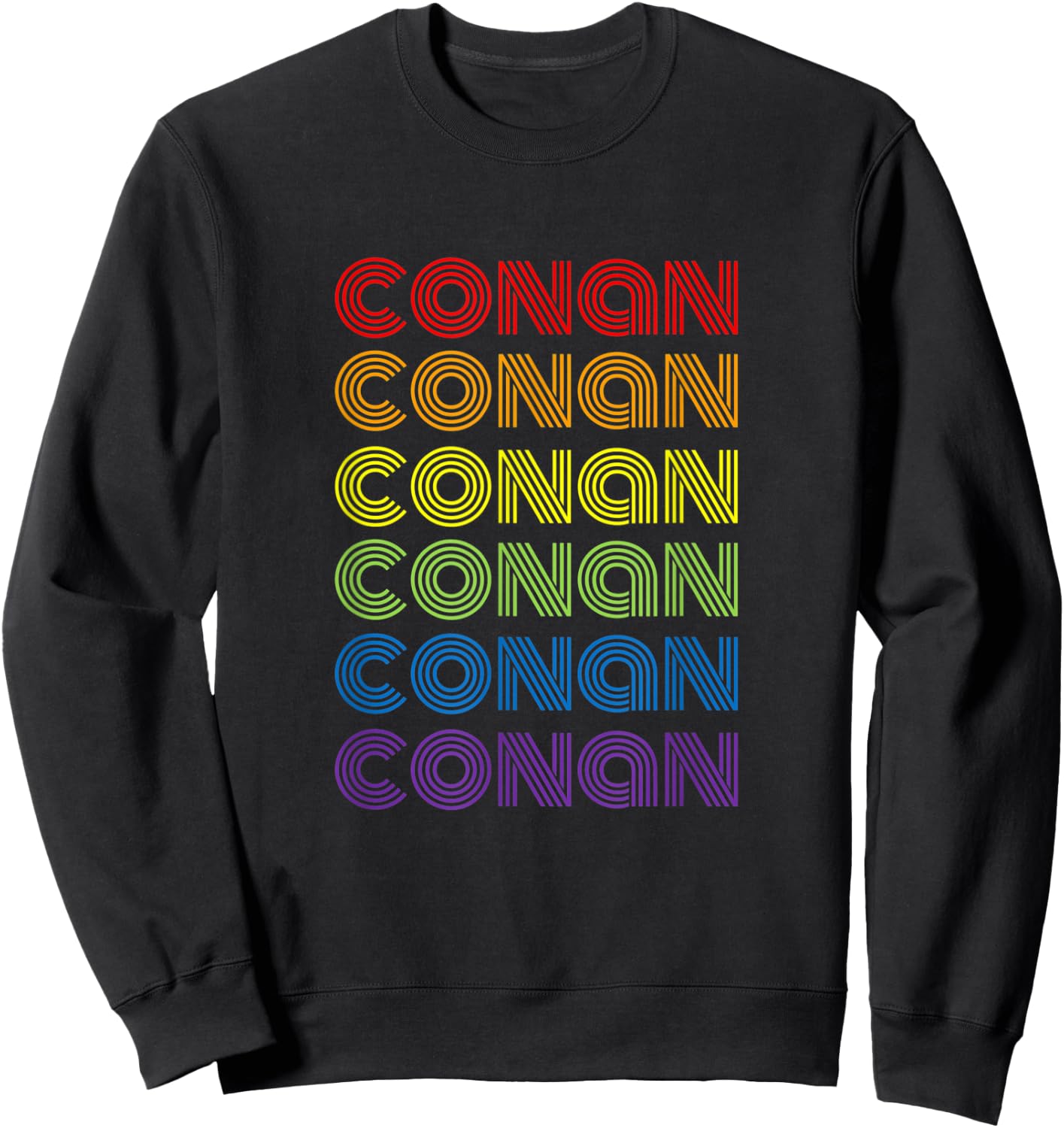 Retro Style Conan Rainbow Name Sweatshirt - Sweatshirt | Black