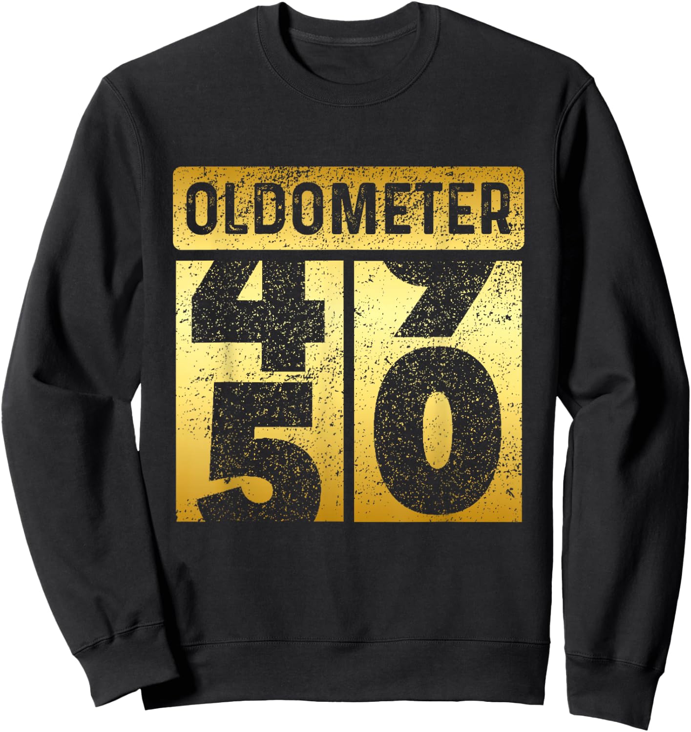 Funny Auto Mechanic Birthday 50th Turning 50 Golden Odometer Sweatshirt - Sweatshirt | Black