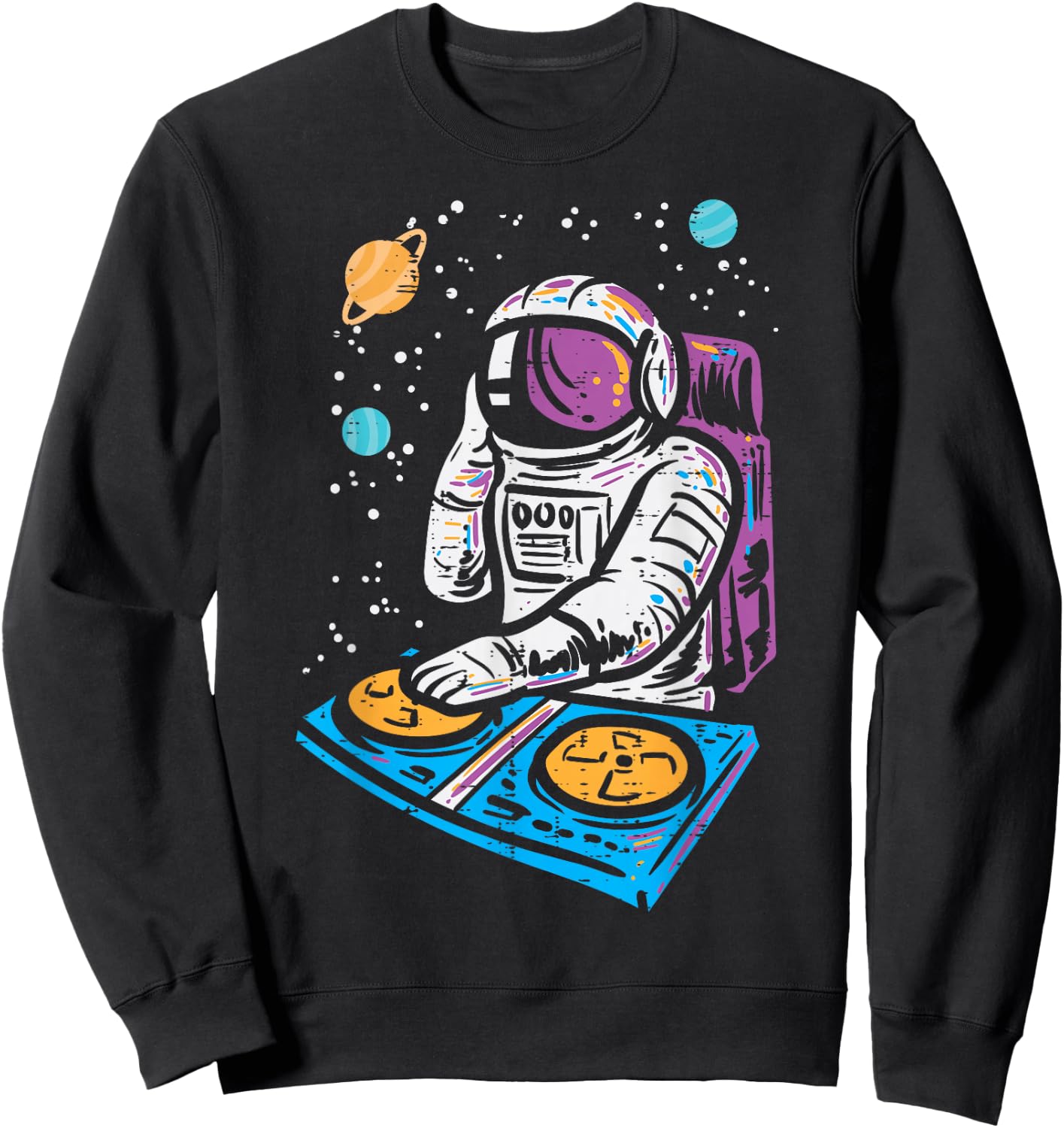 Dj Mixer Astronaut Turntable Space Galaxy Edm Women Men Kids Sweatshirt - Sweatshirt | Black