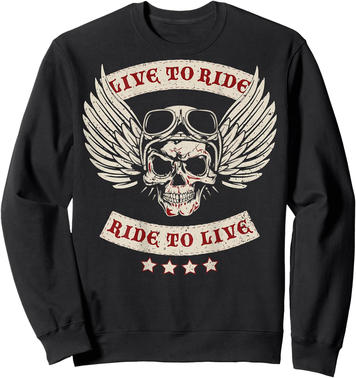 Live to Ride Motorcycle MC (Design on Back) Sweatshirt - Sweatshirt | Black