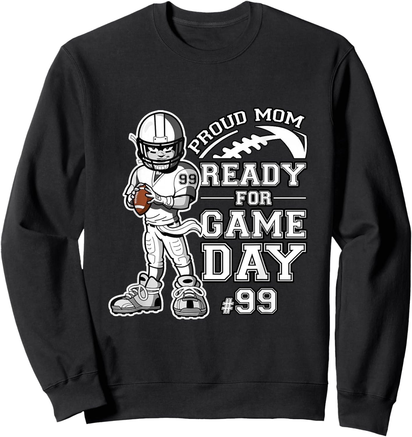 Custom Proud Football Mom Number 99 Personalized Sweatshirt - Sweatshirt | Black