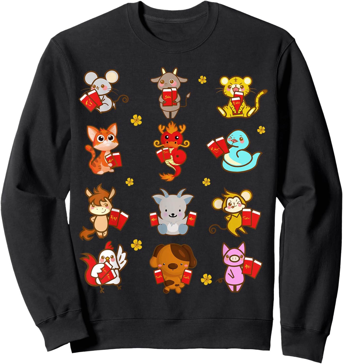 Cute Vietnamese Zodiac Animal Lunar New Year Kids Toddlers Sweatshirt - Sweatshirt | Black