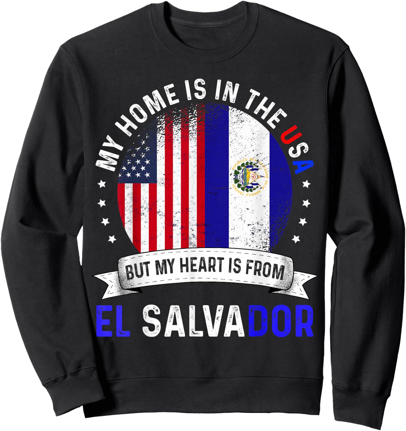 Salvadoran American Patriot Heart is from El Salvador Flag Sweatshirt - Sweatshirt | Black