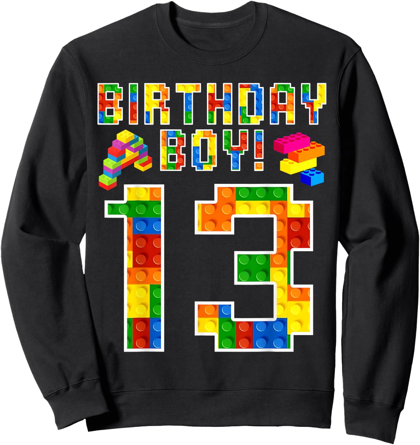 Perfect 13th Birthday 13 Years Old Block Building Boy Kids Sweatshirt - Sweatshirt | Black