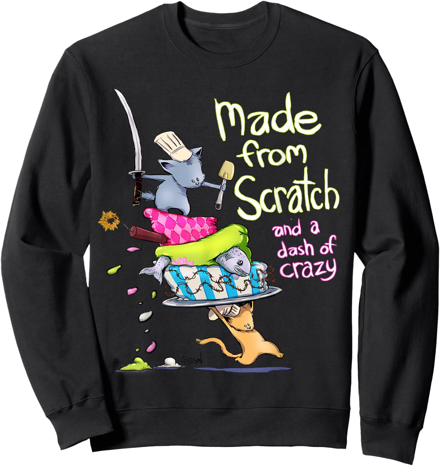 Funny Baking Shirt cute cat mom cooking Sweatshirt - Sweatshirt | Black