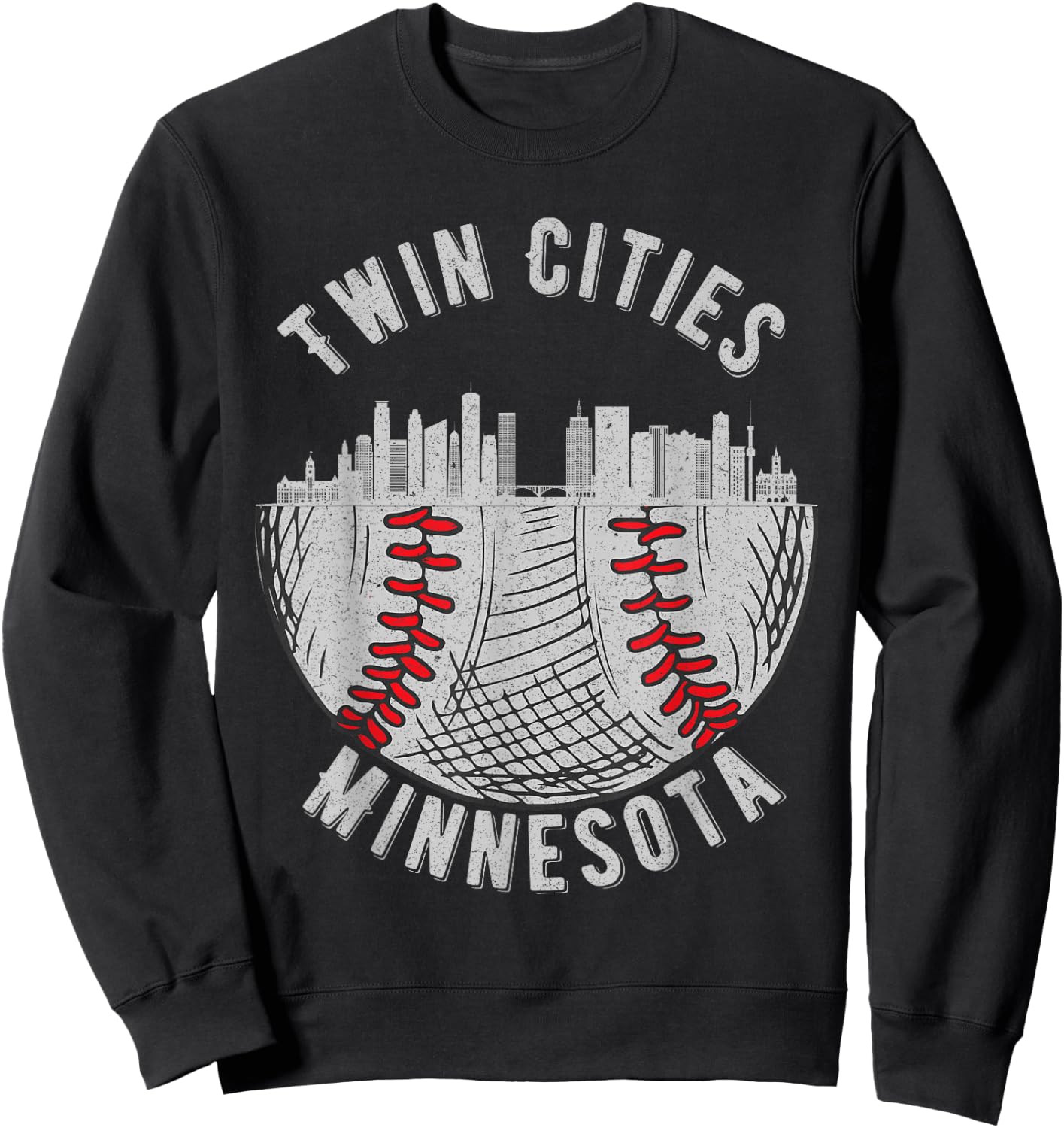 Cool Twin Cities Minnesota MN Baseball Skyline St. Paul-MPLS Sweatshirt - Sweatshirt | Black