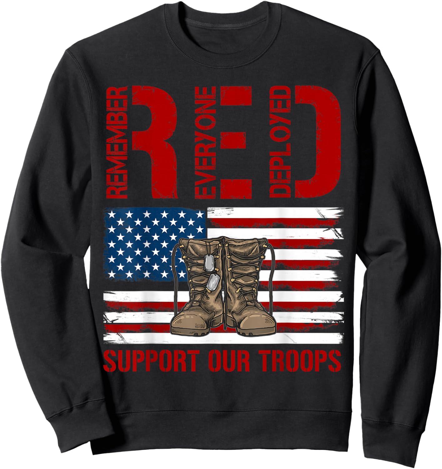Support Our Troops - Soldier Veteran Red Friday Military Sweatshirt - Sweatshirt | Black
