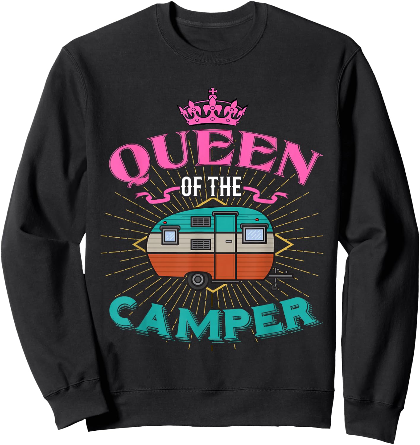 Queen of the Camper Women and Girls Camping Sweatshirt - Sweatshirt | Black