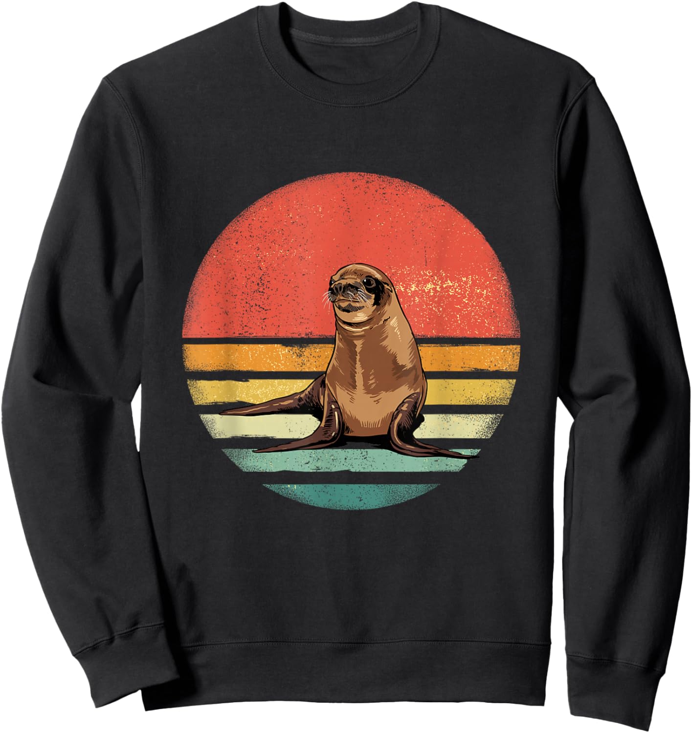 Retro Vintage Sea Lion Animal Lover Sweatshirt - Sweatshirt | Black