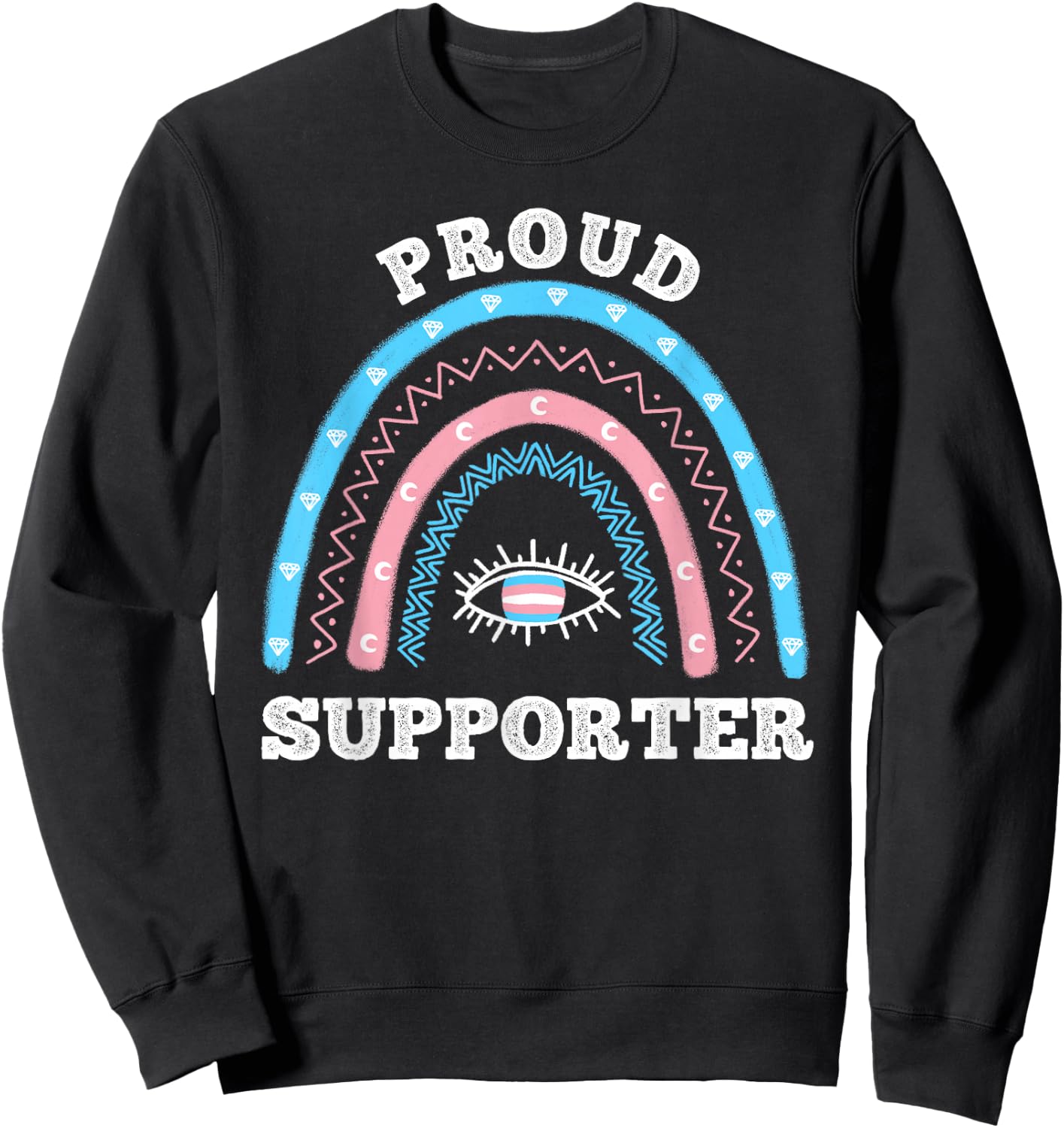 Boho Rainbow Proud Supporter Transgender Sweatshirt - Sweatshirt | Black