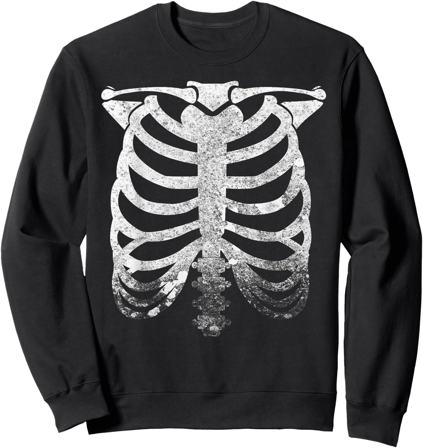 Vintage Ribcage Halloween Skeleton Rib Cage Retro Graphic Sweatshirt - Sweatshirt | Black