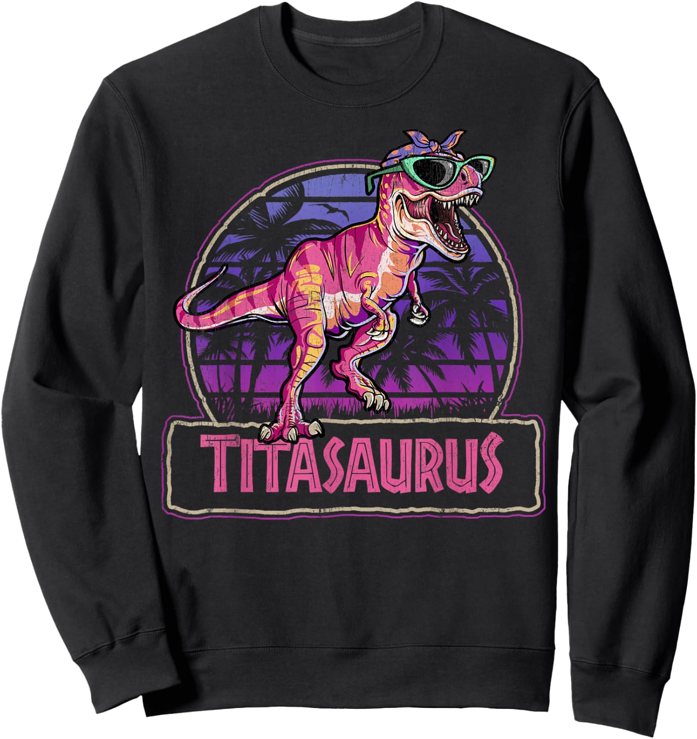 Titasaurus T Rex Dinosaur Tita Saurus Family Matching Women Sweatshirt - Sweatshirt | Black