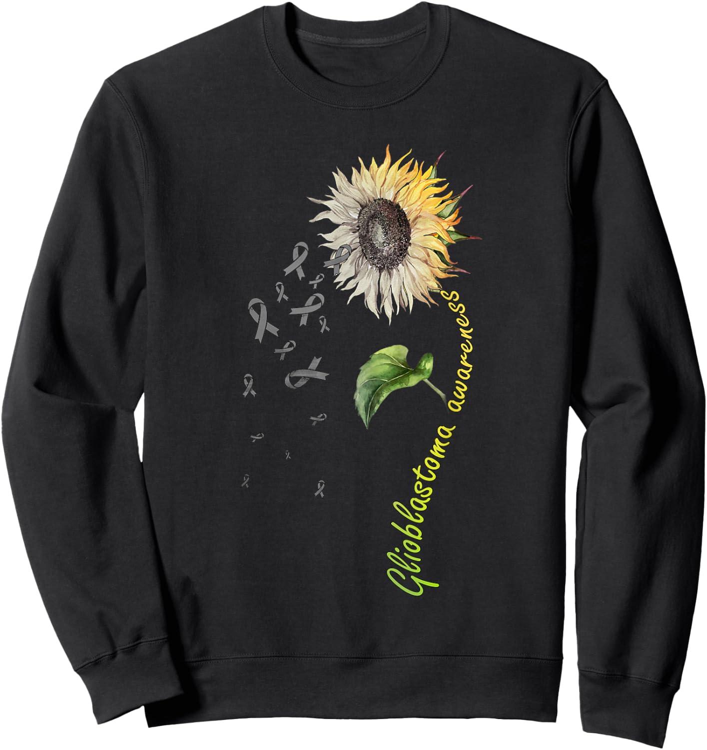 Glioblastoma Awareness Sunflower Sweatshirt - Sweatshirt | Black