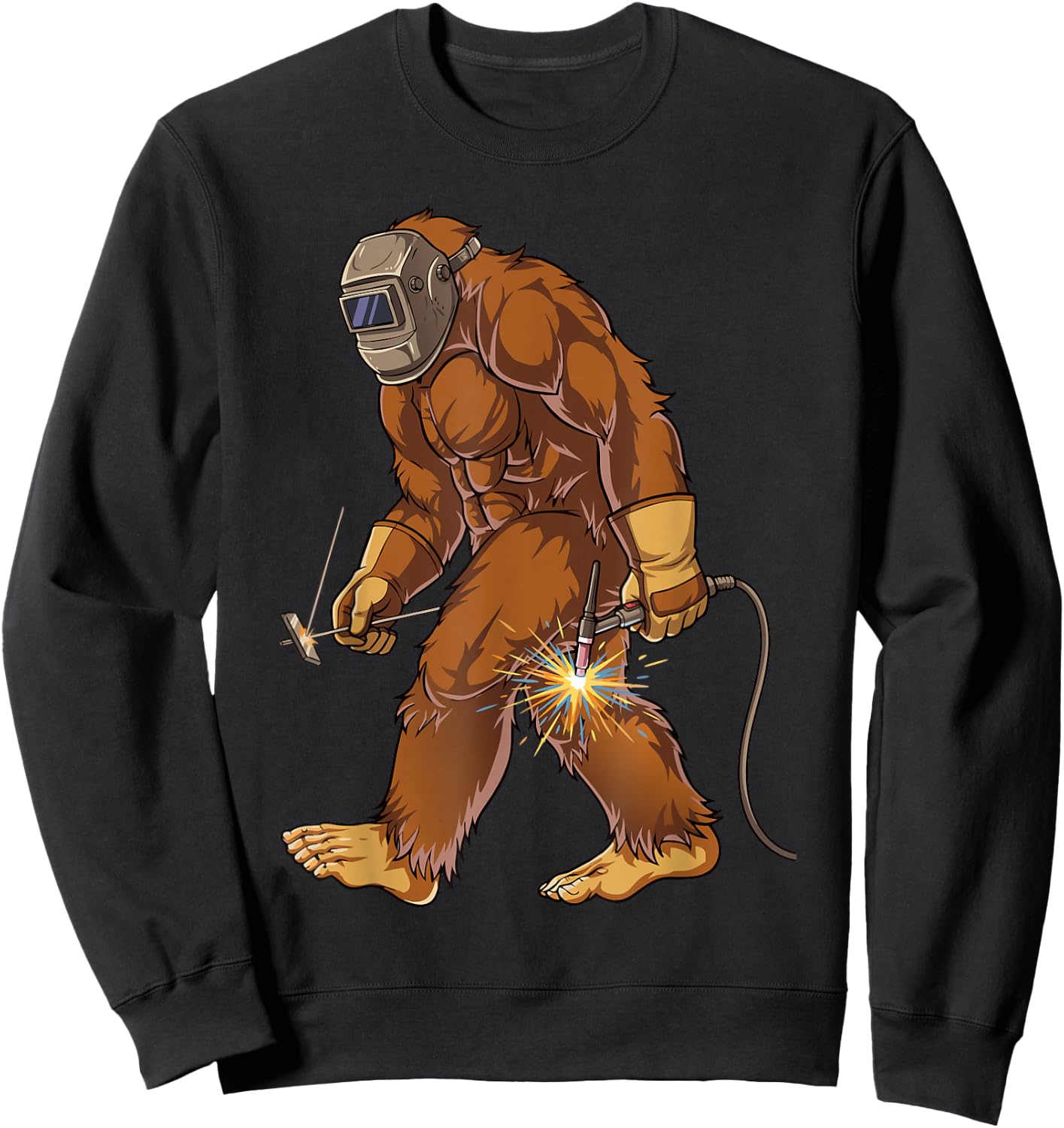 Bigfoot Welder Sasquatch Welding Mythical Metalworker Sweatshirt - Sweatshirt | Black