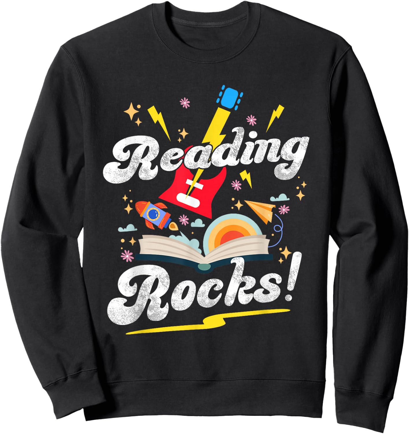 Reading Rocks Funny Quotes for National Reading Month 2024 Sweatshirt - Sweatshirt | Black