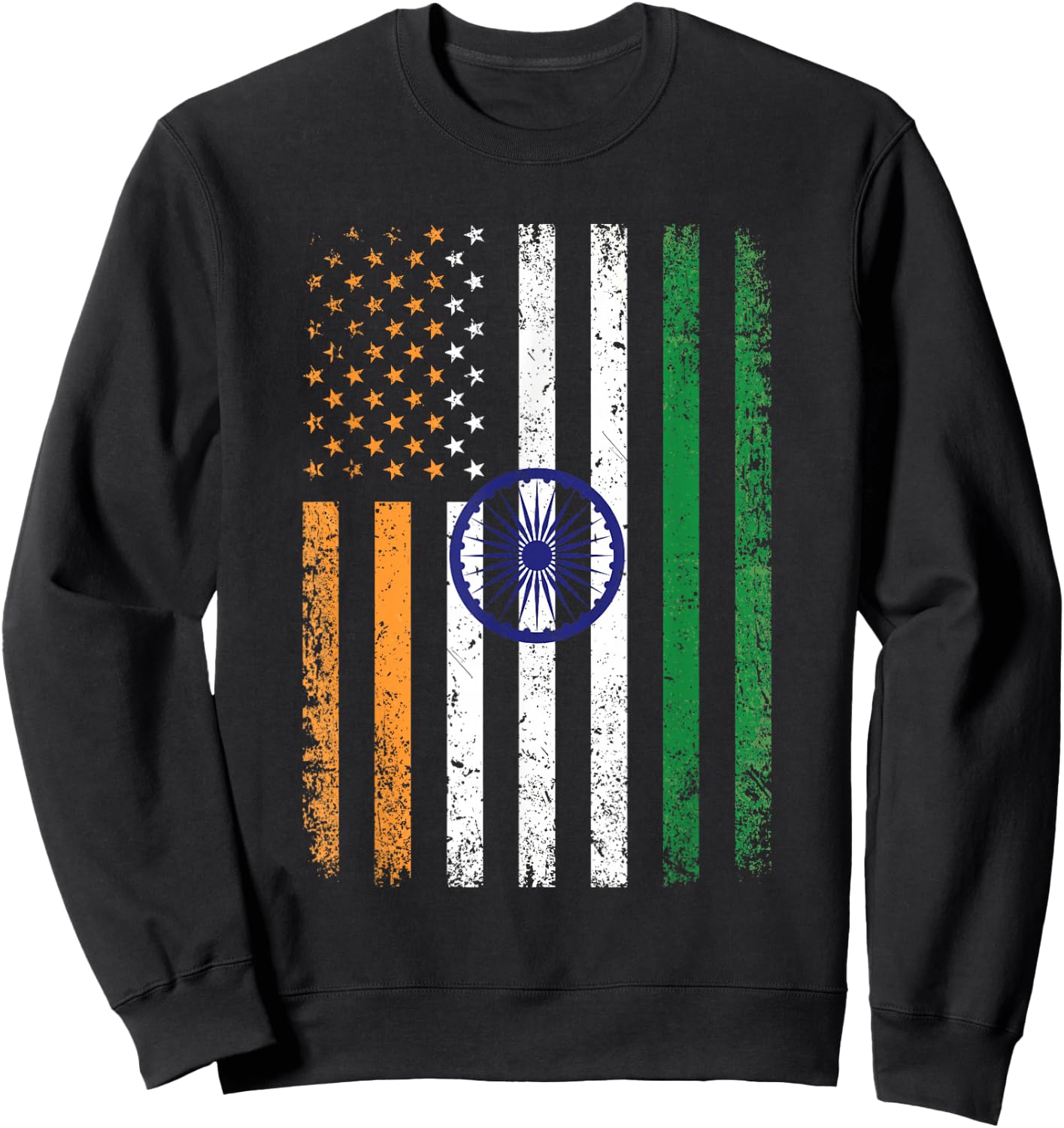 India USA Flag 4th Of July Patriotic American Indian Flag Sweatshirt - Sweatshirt | Black