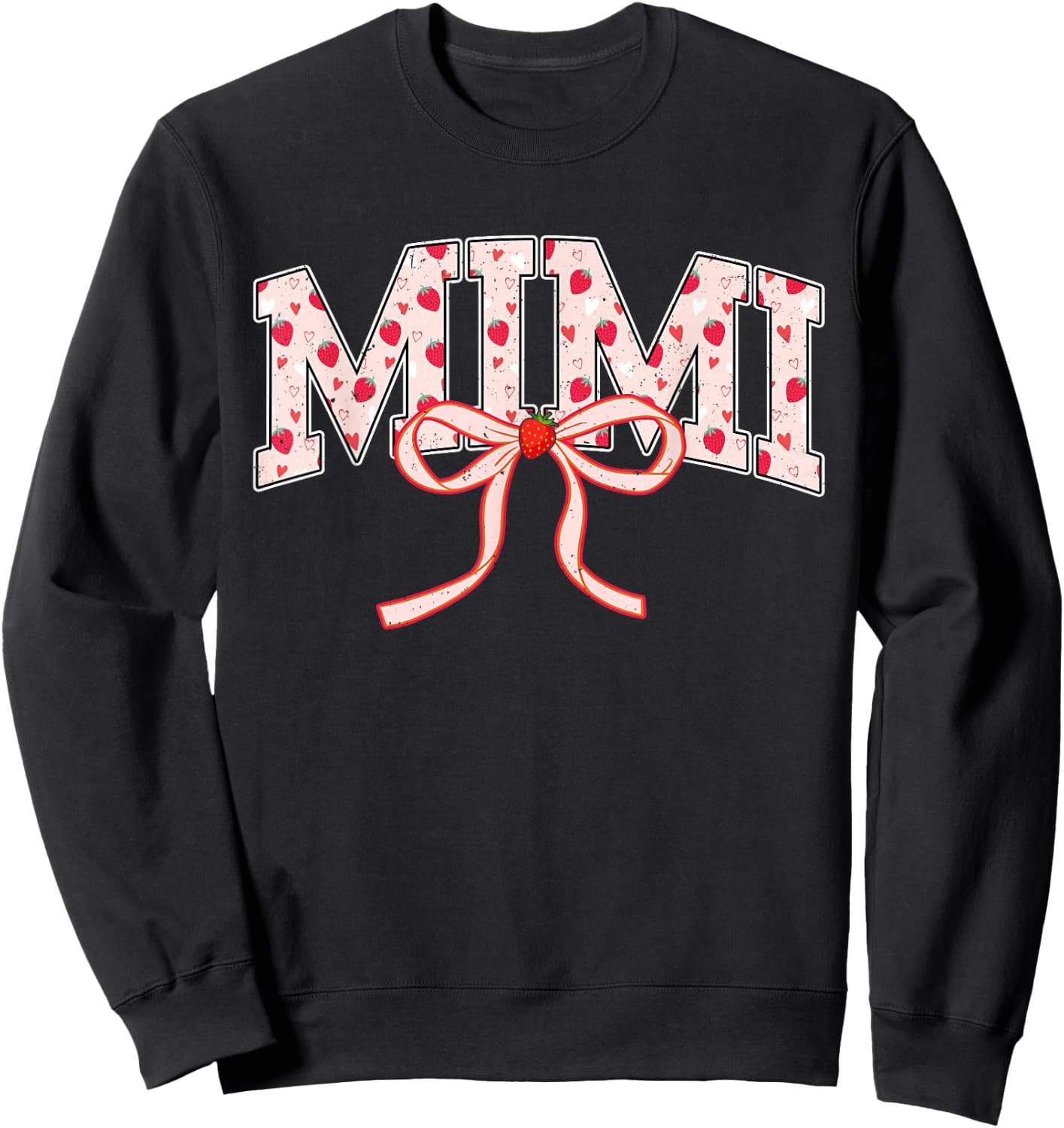 Mimi Strawberry Coquette Bow Matching Family Sweatshirt - Sweatshirt | Black