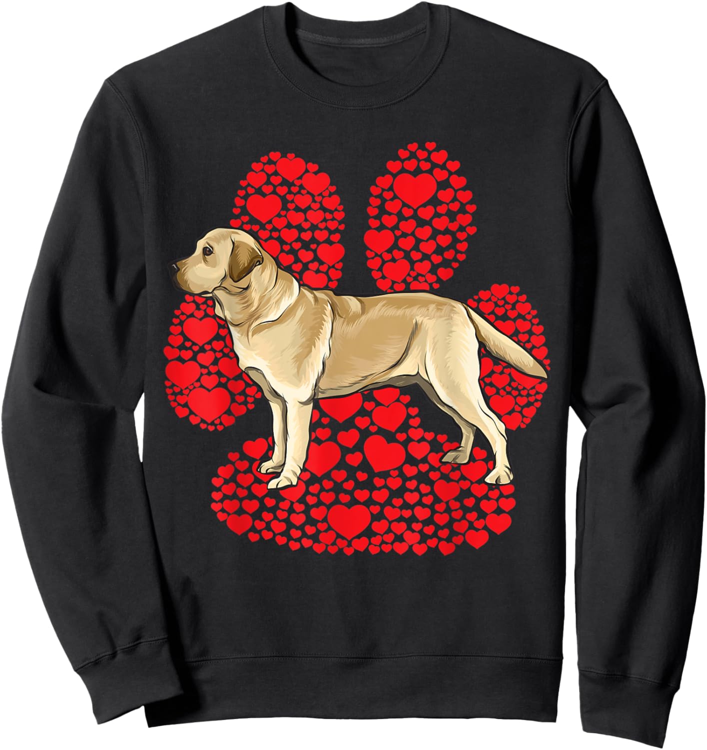 Yellow Labrador Retriever Valentines Day Dog Love Paw Women Kids Sweatshirt - Sweatshirt | Black