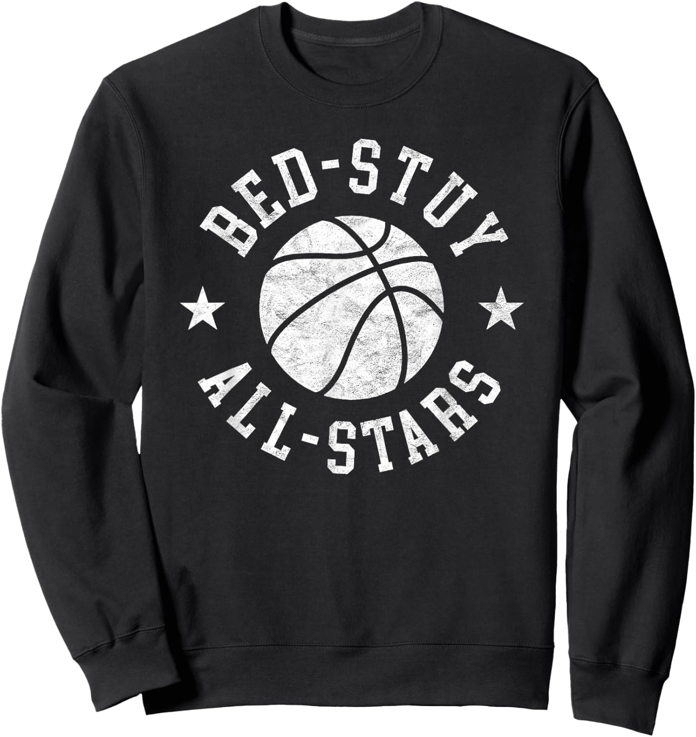 Vintage Bed-Stuy All-Stars Retro Distressed 80s Basketball Sweatshirt - Sweatshirt | Black