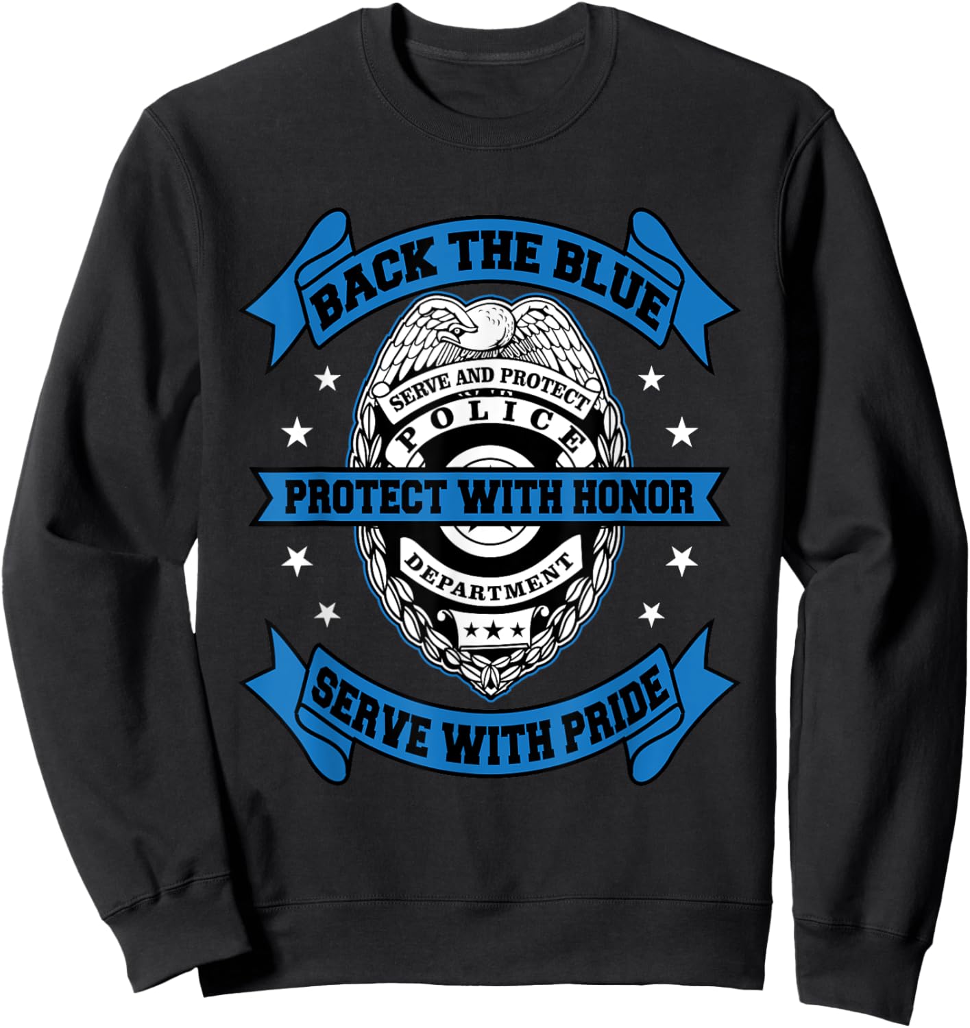 Back The Blue - Blue Line Police Officer Cop Sweatshirt - Sweatshirt | Black