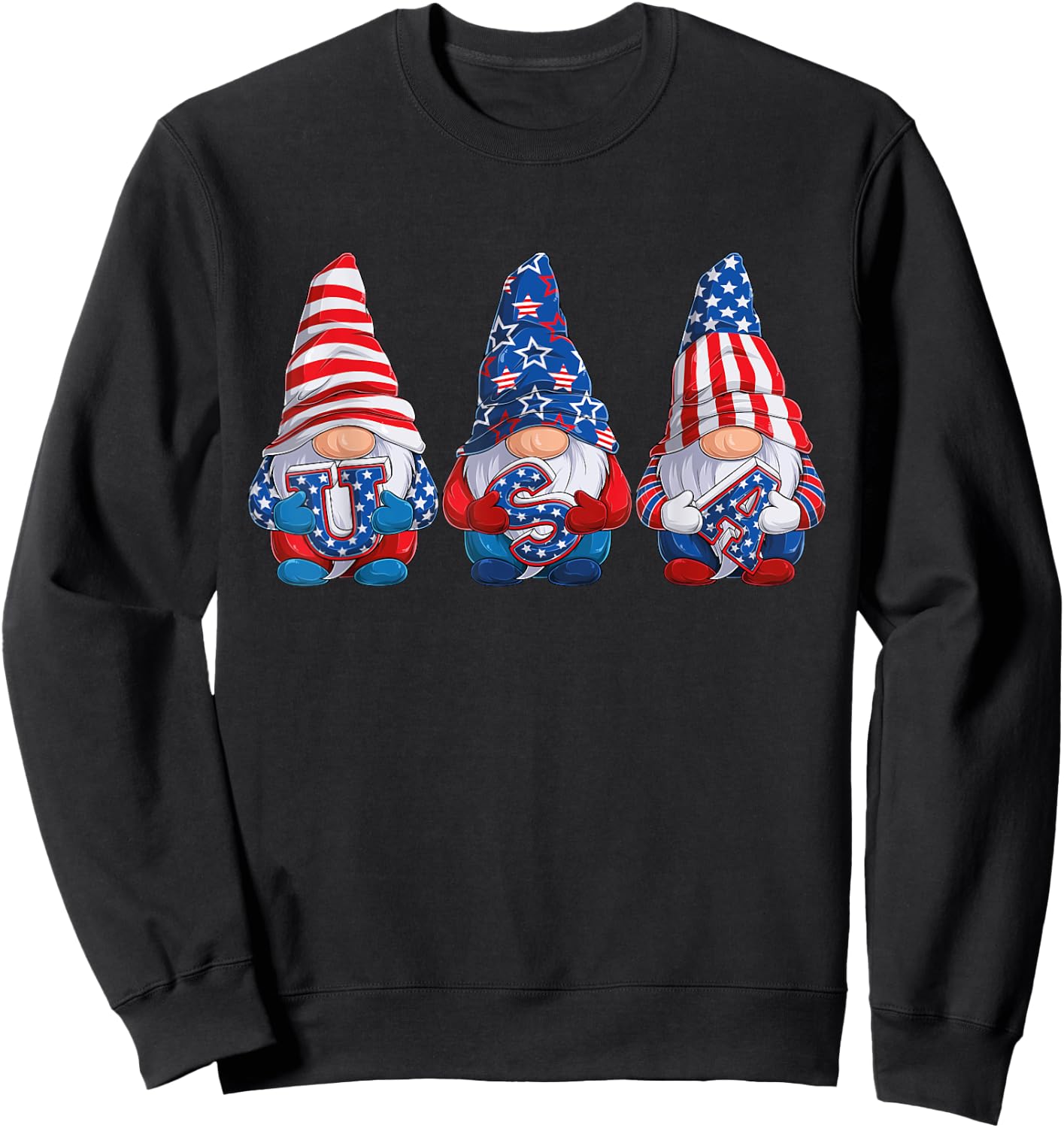 Gnomes 4th Of July Patriotic Gnome USA Flag Independence Day Sweatshirt - Sweatshirt | Black