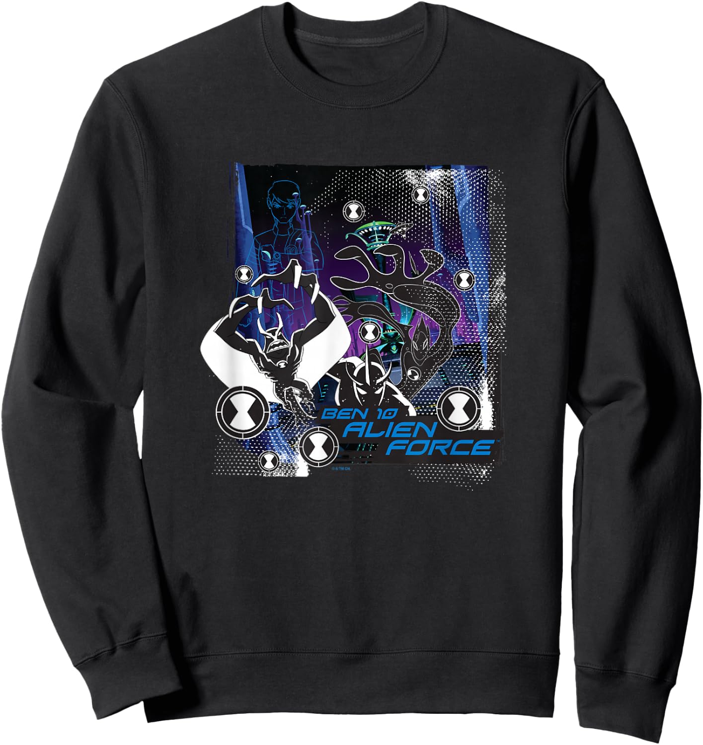 Ben 10: Alien Force Alien X Jetray & Goop Shadowed Poster Sweatshirt - Sweatshirt | Black