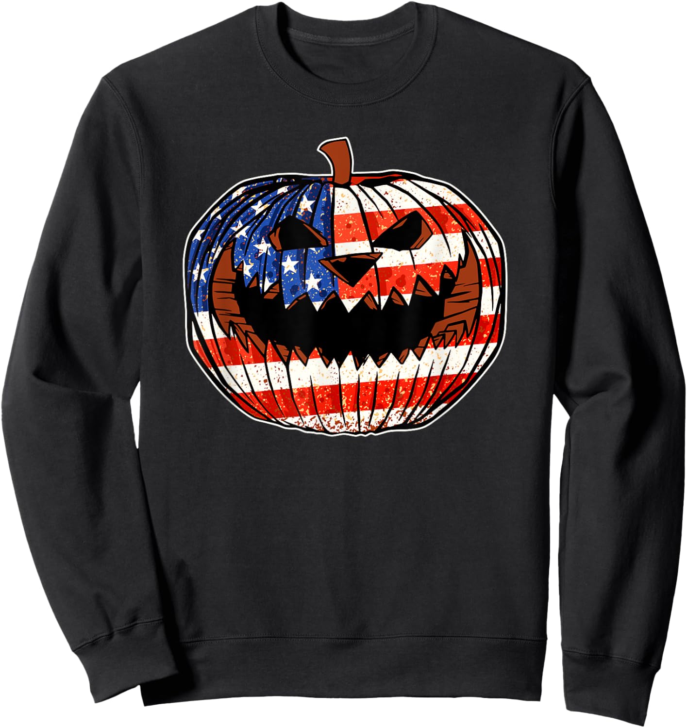 Patriotic America USA Flag Pumpkin Halloween Sweatshirt - Sweatshirt | Black