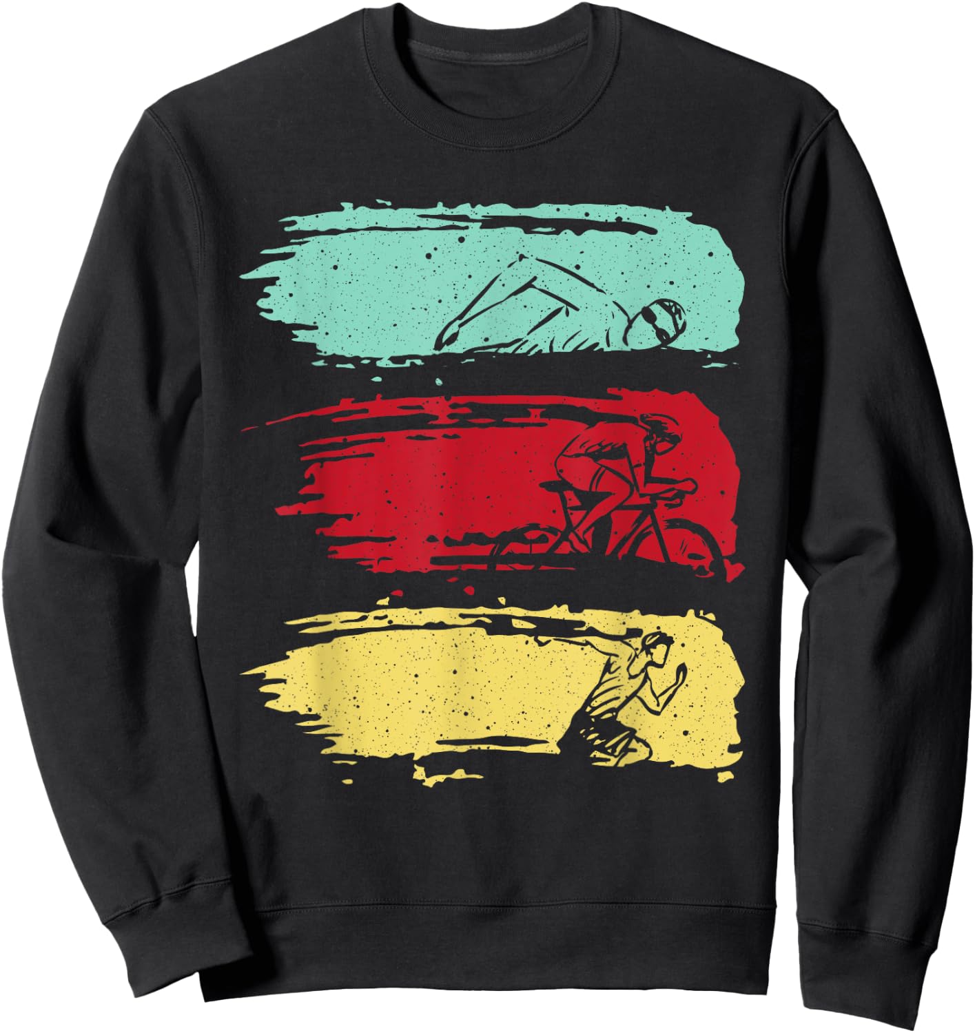 Funny Triathlon Swim Bike Run Design Men Women Triathletes Sweatshirt - Sweatshirt | Black