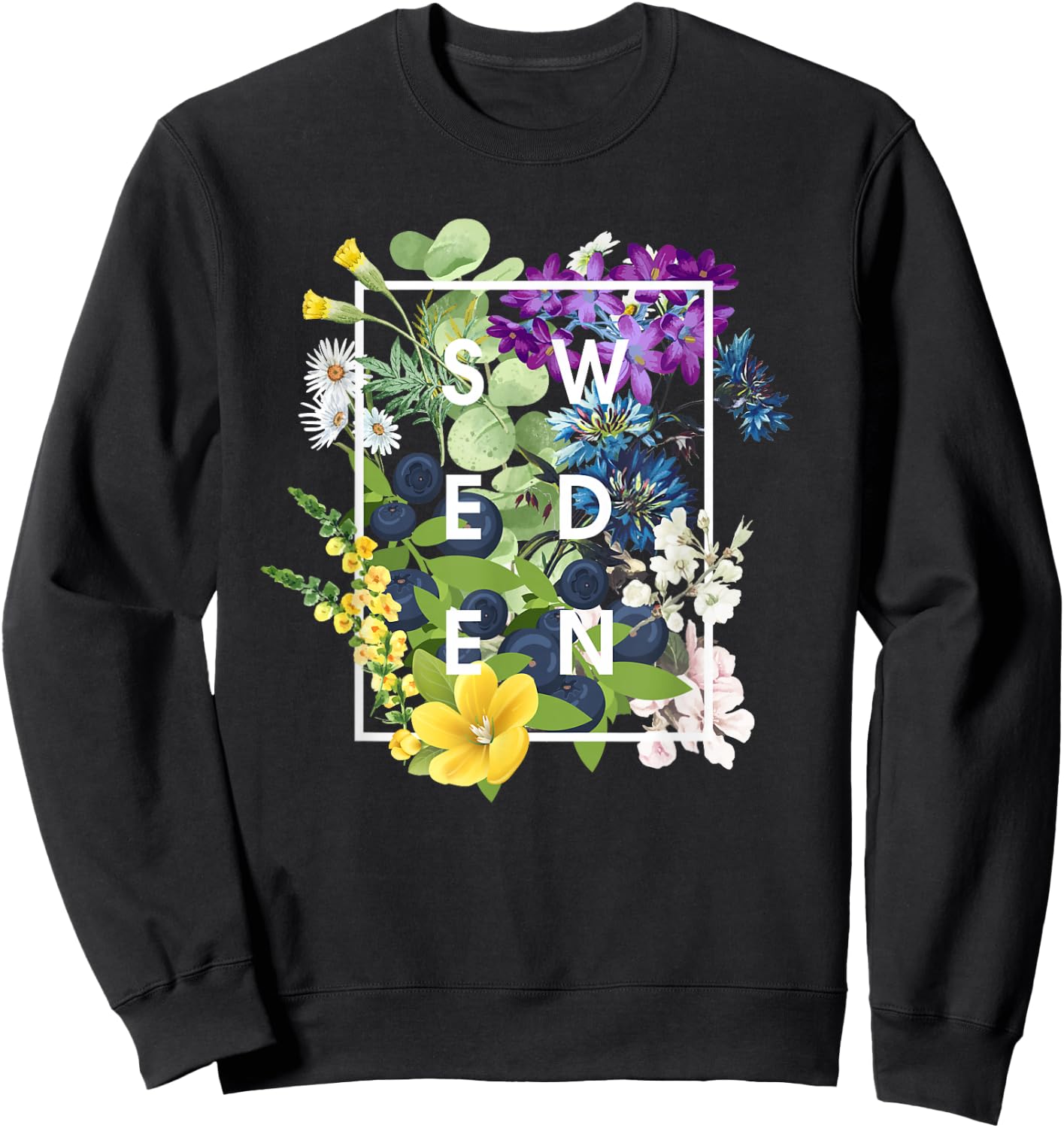 Flowers of Sweden Word Art - Swedish Pride Sweatshirt - Sweatshirt | Black