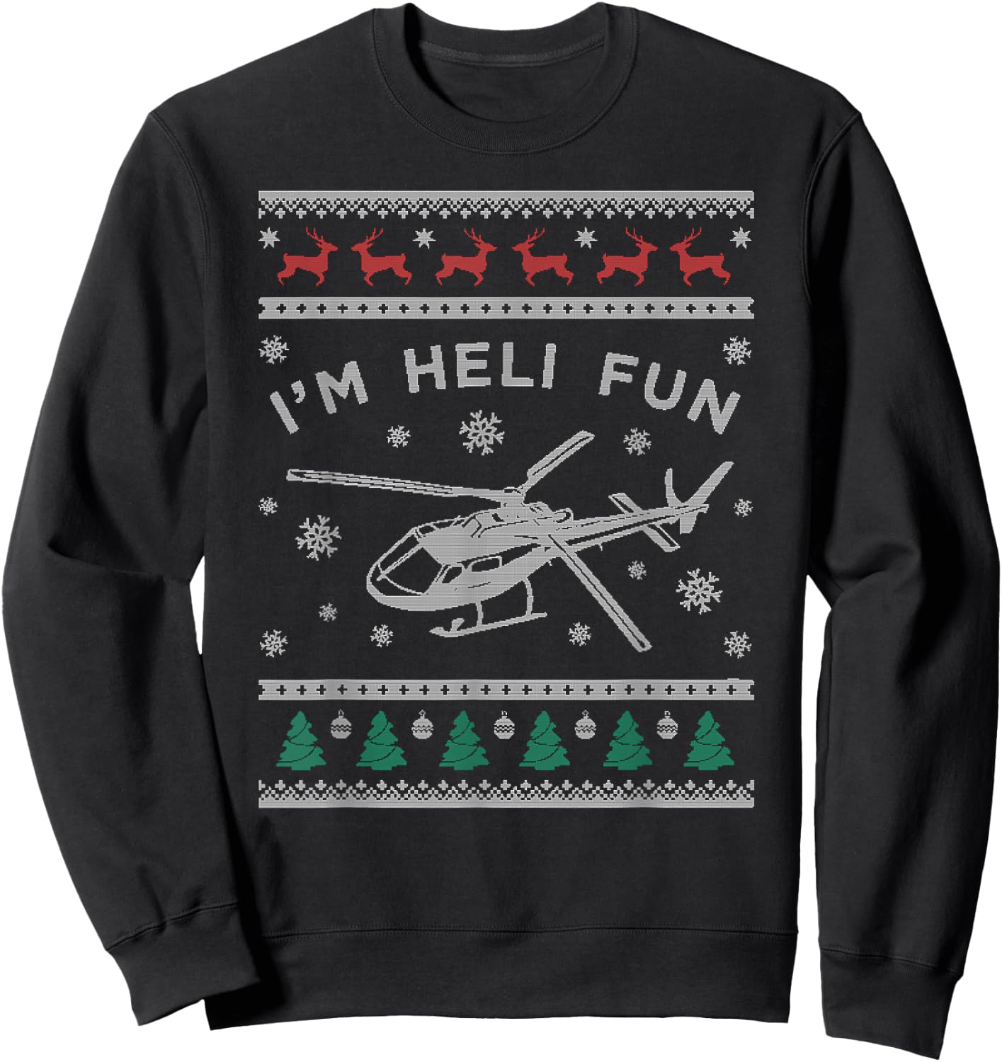 Helicopter Ugly Christmas Sweater , Heli Pilot Sweatshirt - Sweatshirt | Black