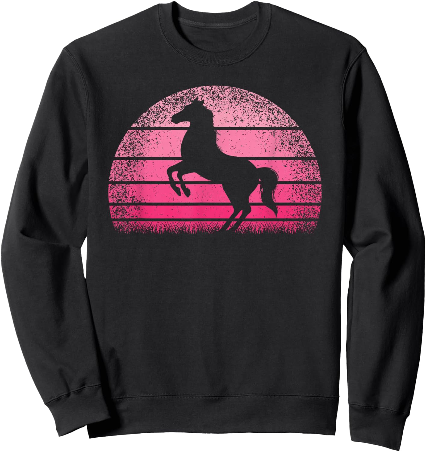Retro Horse Horseback Riding Horse Lover Cowgirl Women Girls Sweatshirt - Sweatshirt | Black