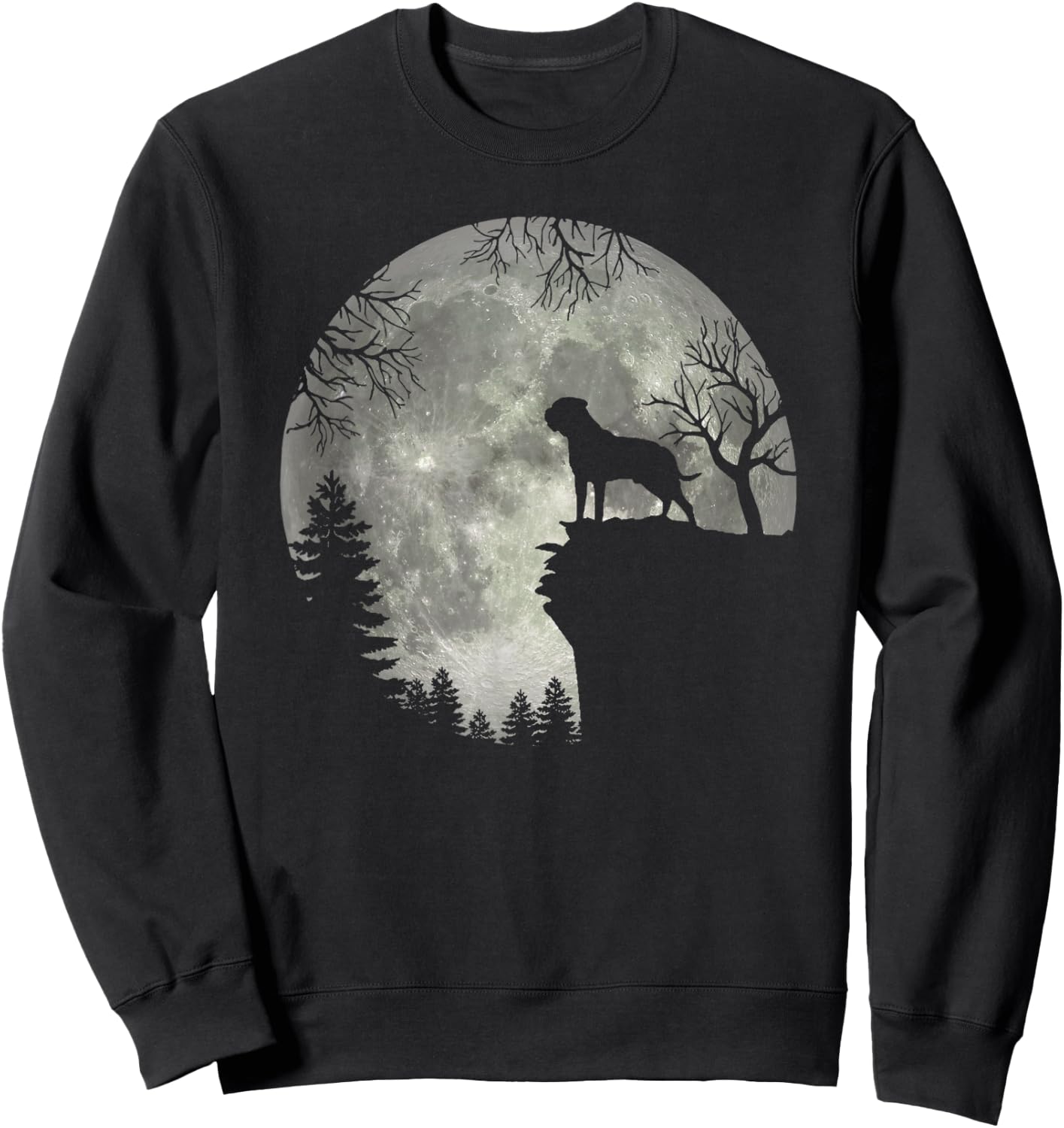 Bullmastiff And Moon Halloween Sweatshirt - Sweatshirt | Black