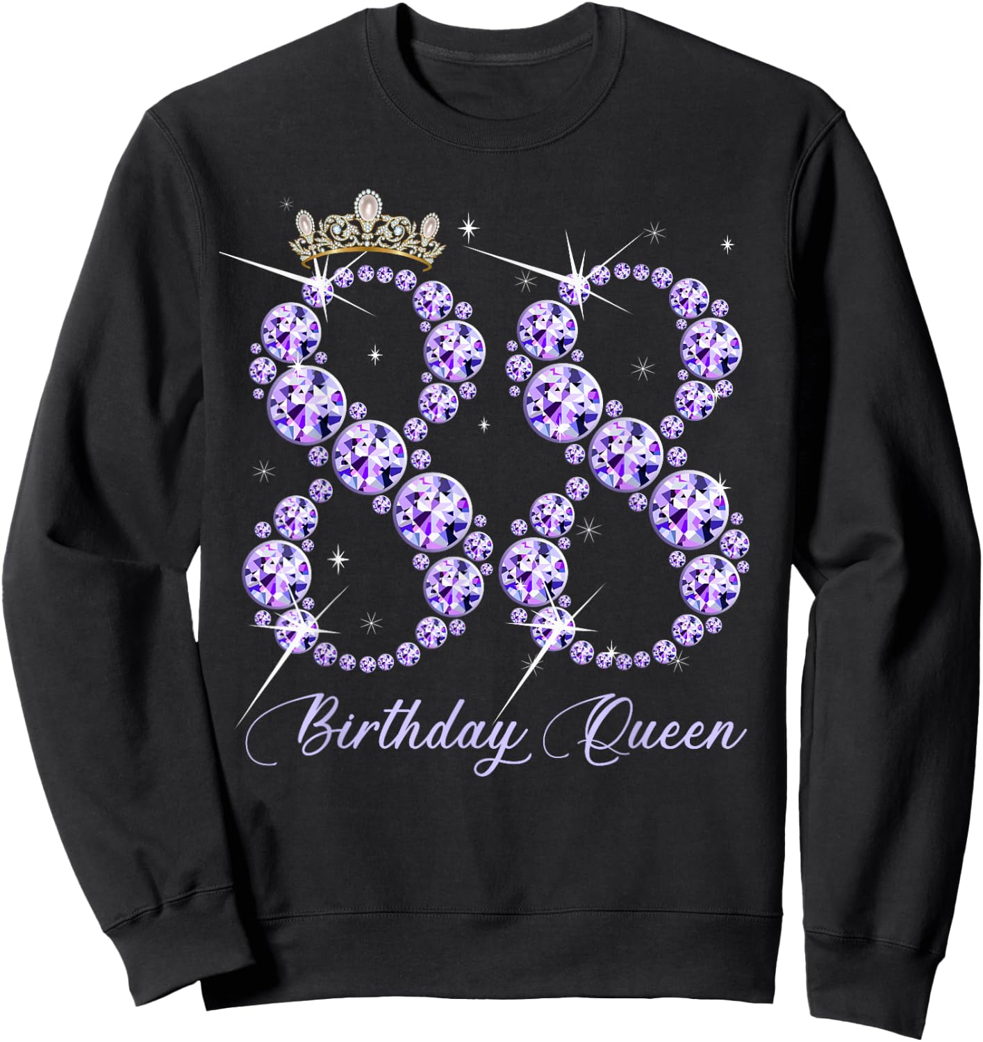88 Year Old Its My 88th Birthday Queen Diamond Heels Crown Sweatshirt - Sweatshirt | Black