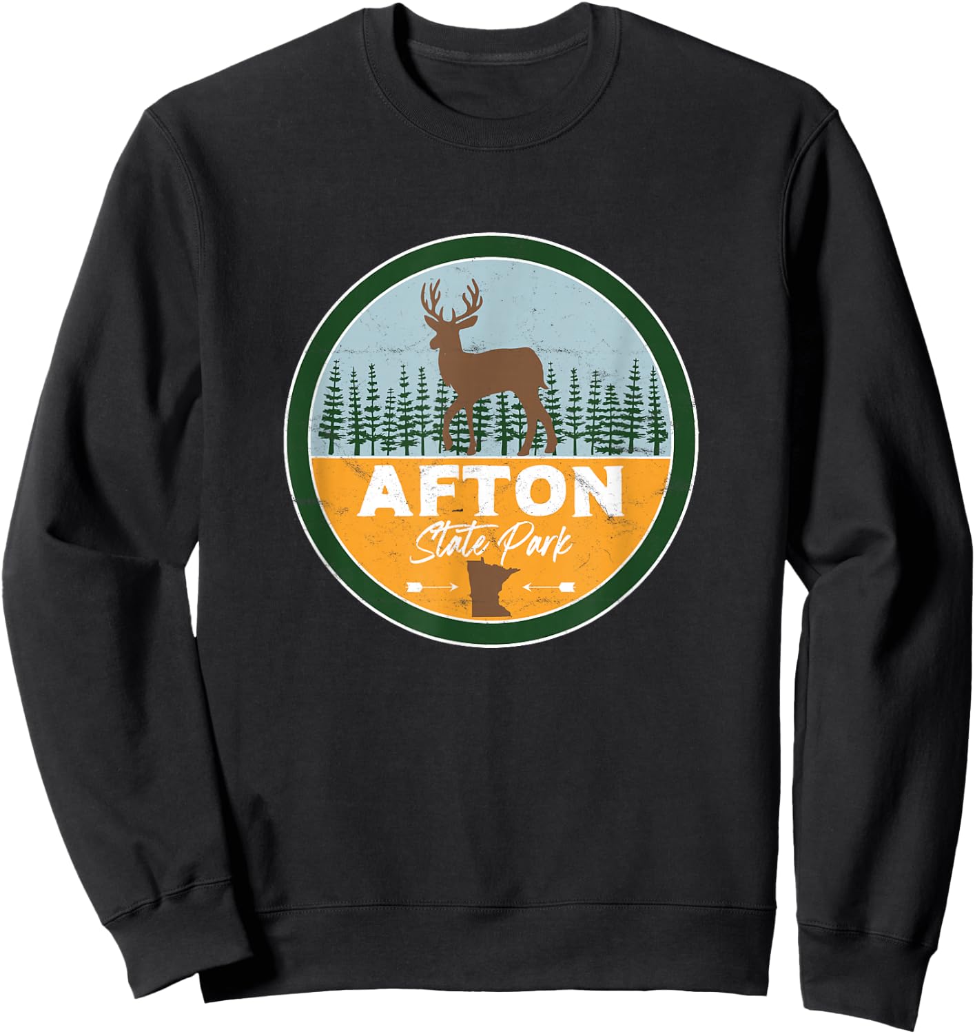 Afton State Park Minnesota MN Forest Deer Badge Sweatshirt - Sweatshirt | Black