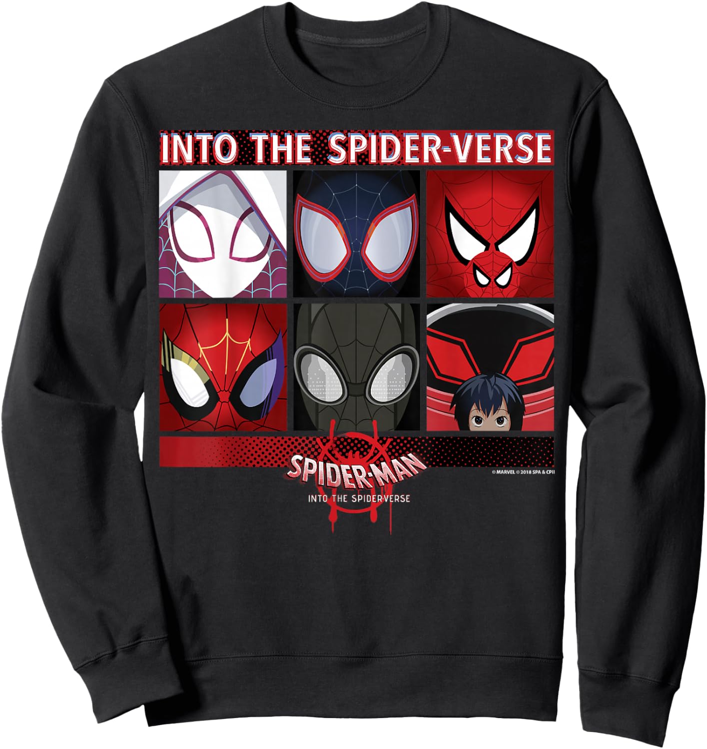 Marvel Spider-Man Spiderverse Square Group Graphic Sweatshirt - Sweatshirt | Black