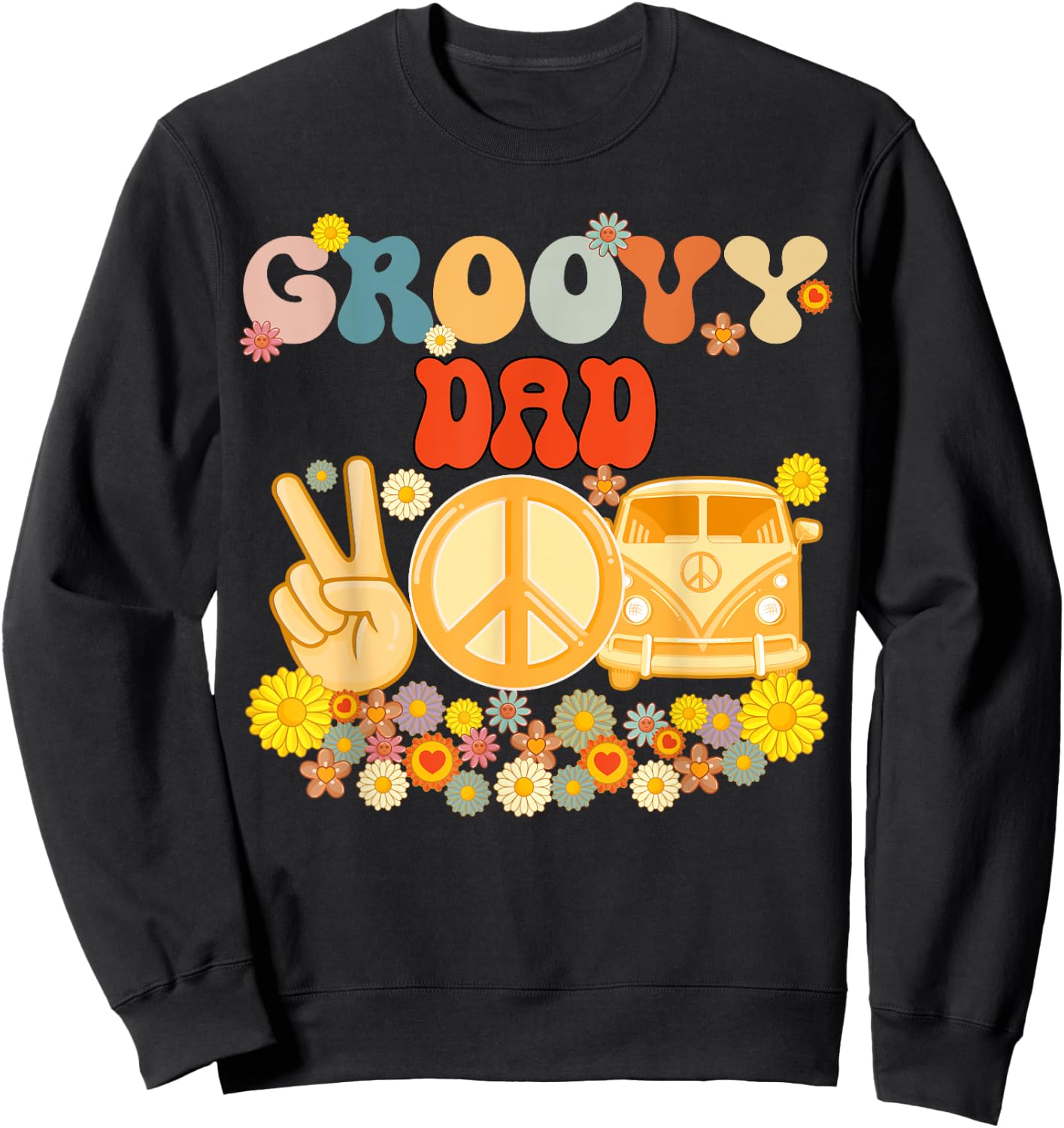 Groovy Dad Retro Matching Family Baby Shower Father's Day Sweatshirt - Sweatshirt | Black