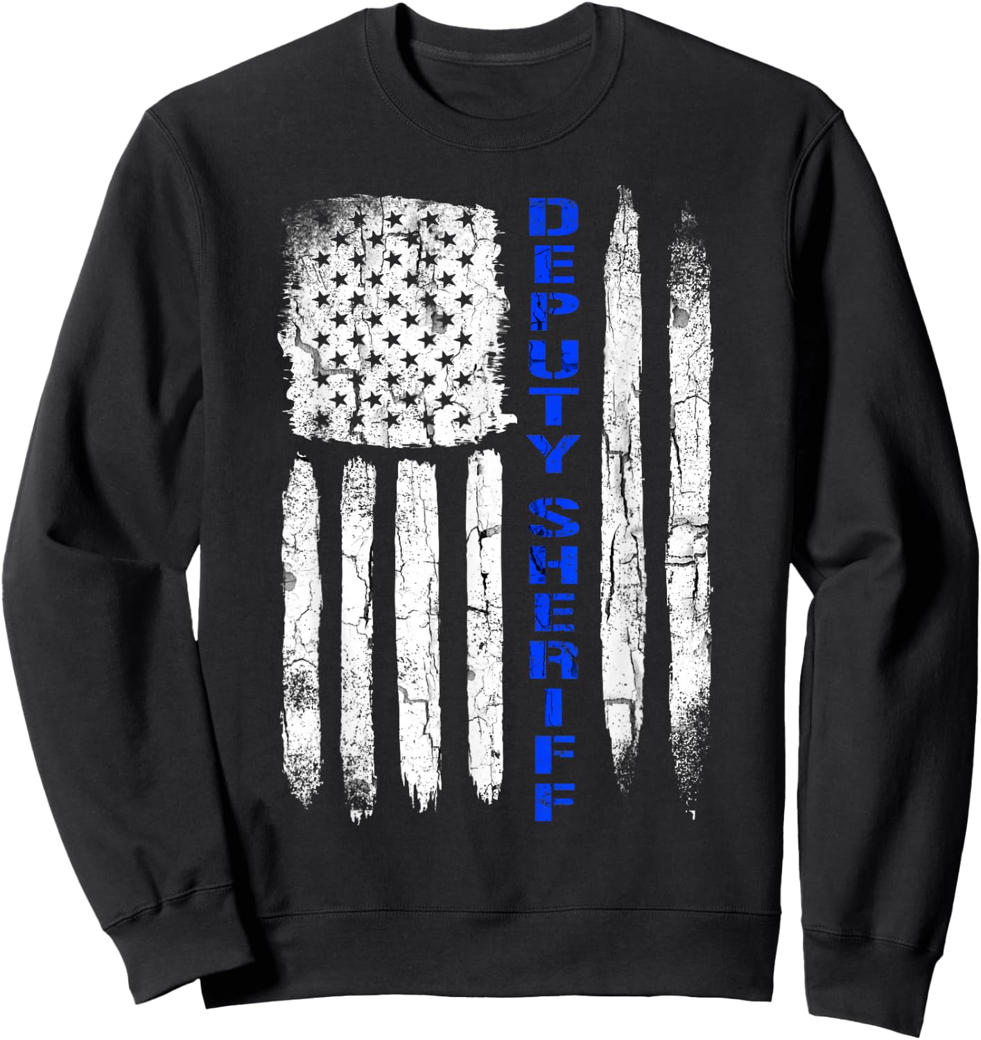 Deputy Sheriff Shirts Thin Blue Line American Flag Sweatshirt - Sweatshirt | Black