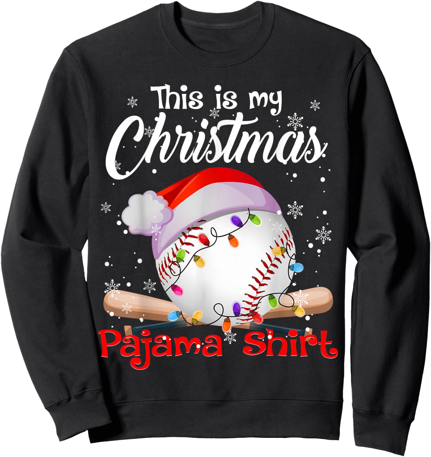 This Is My Christmas Pajama Baseball Sweatshirt - Sweatshirt | Black
