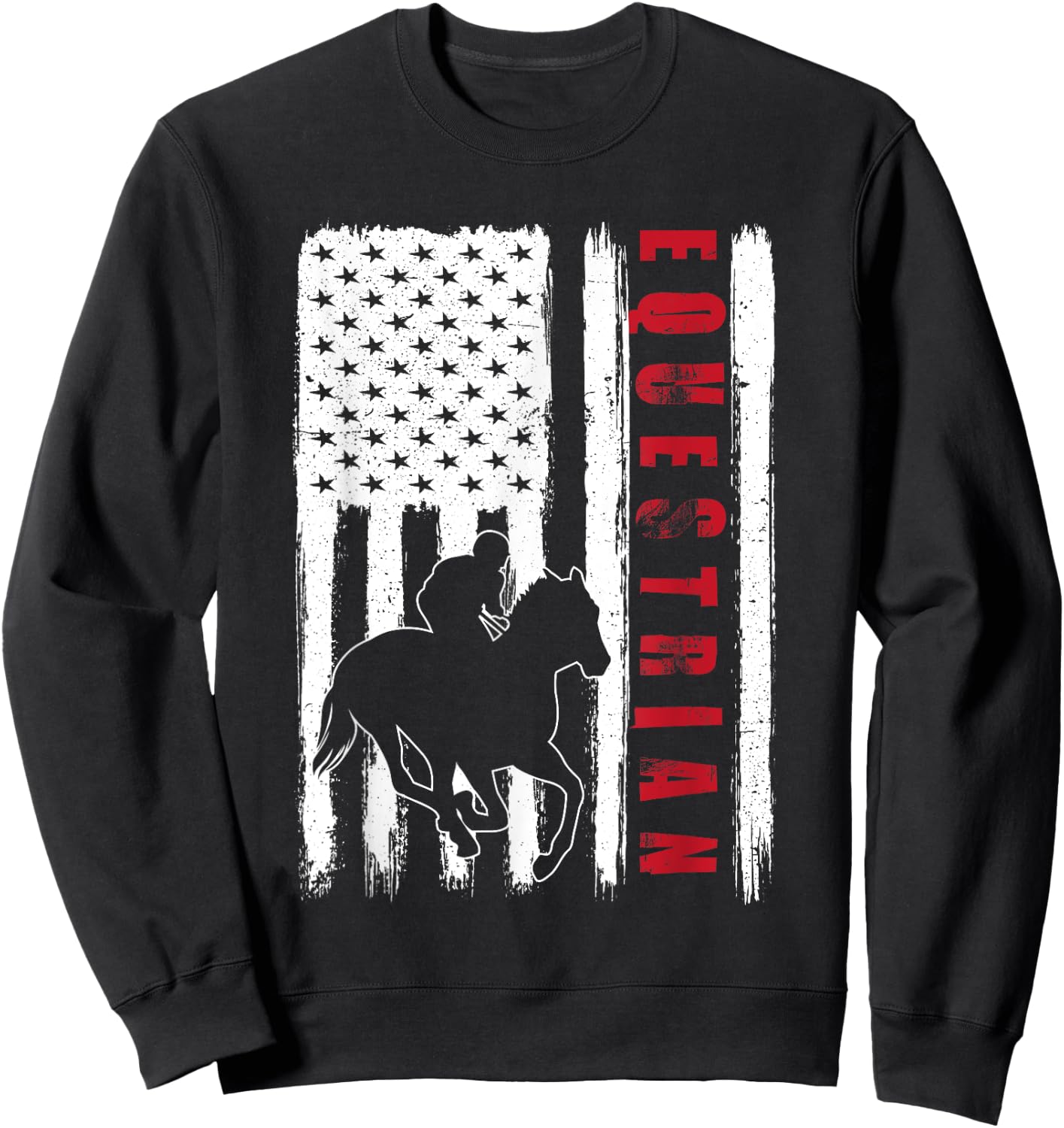 USA Equestrian team American flag US Horses rider men women Sweatshirt - Sweatshirt | Black