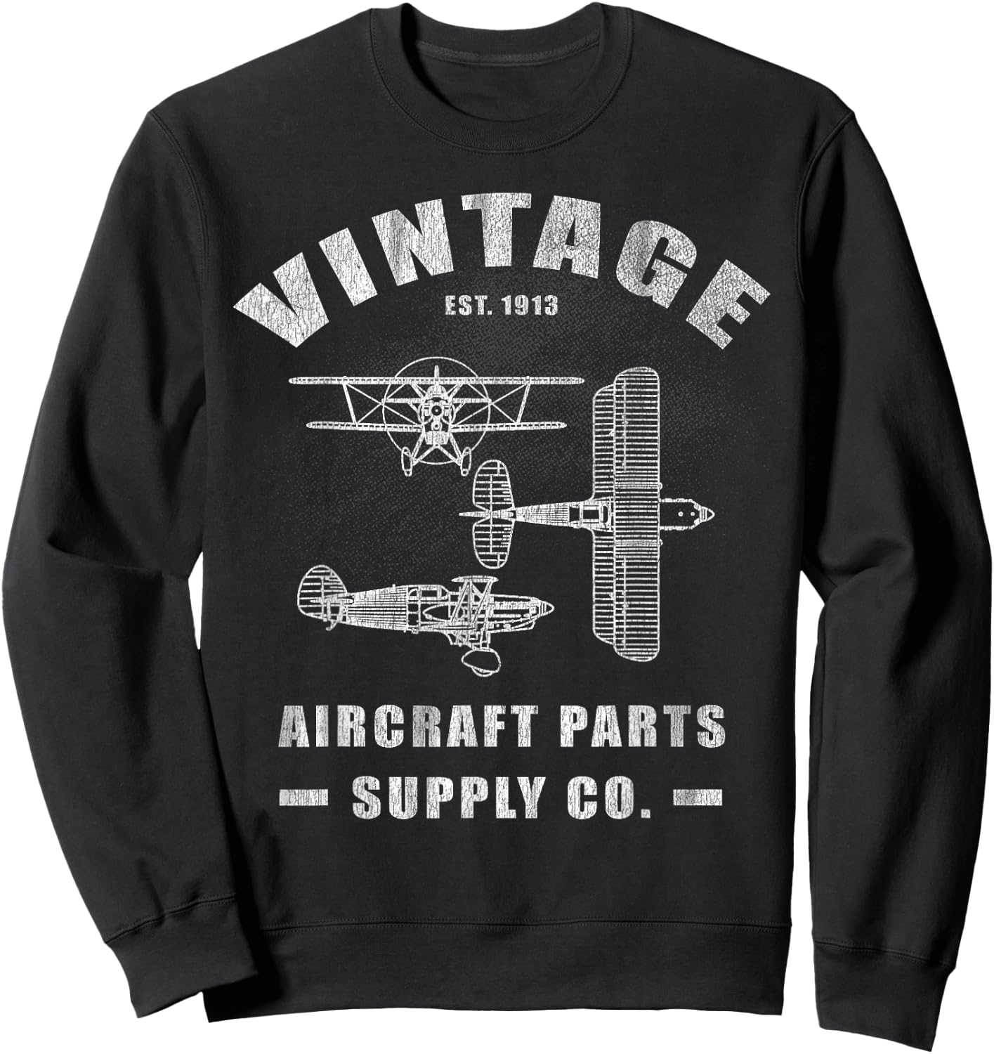 Airplane Aircraft Mechanic Biplane Bush Plane Sweatshirt - Sweatshirt | Black