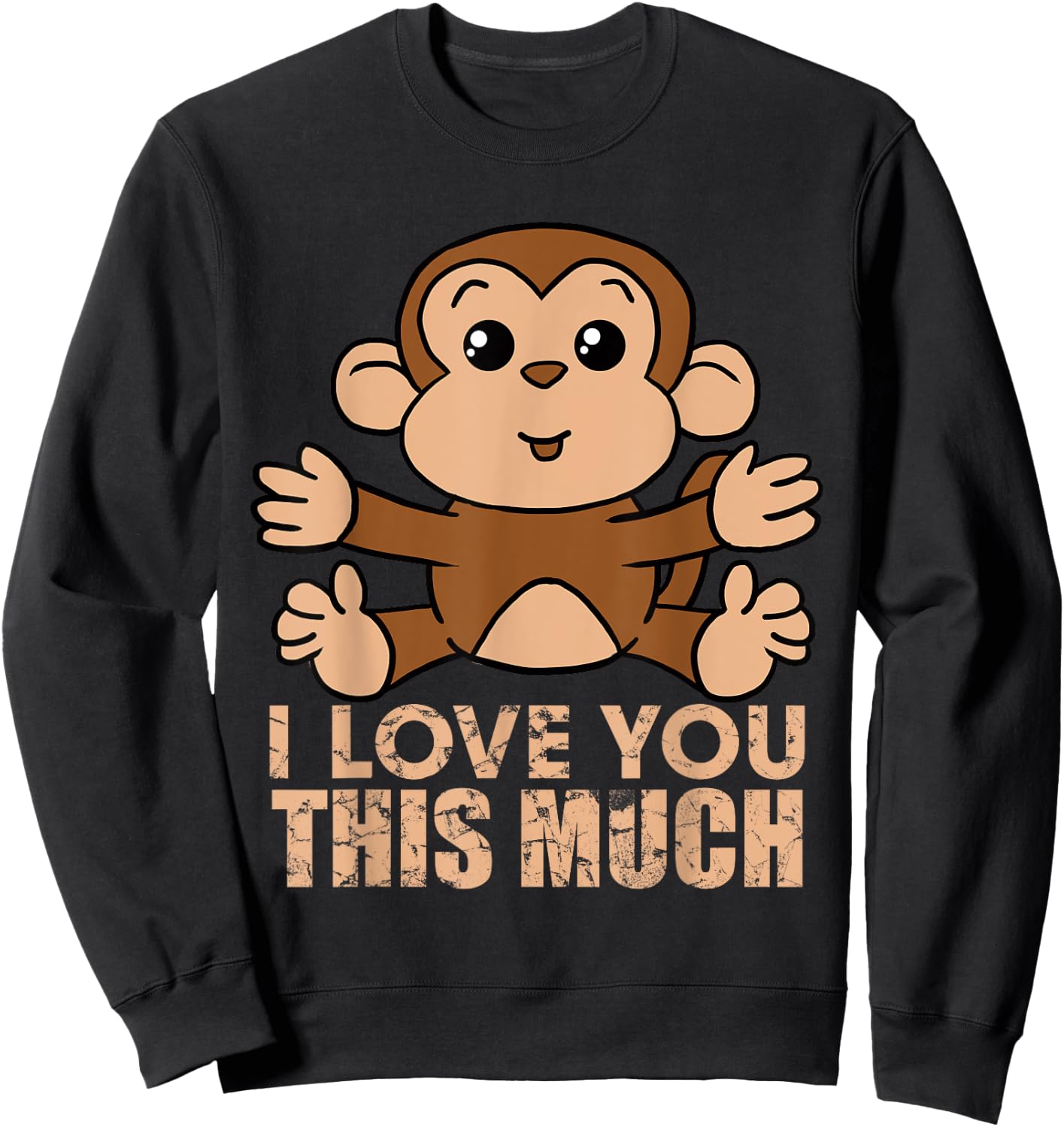 Monkey I Love You This Much Valentine's Day Gift Sweatshirt - Sweatshirt | Black
