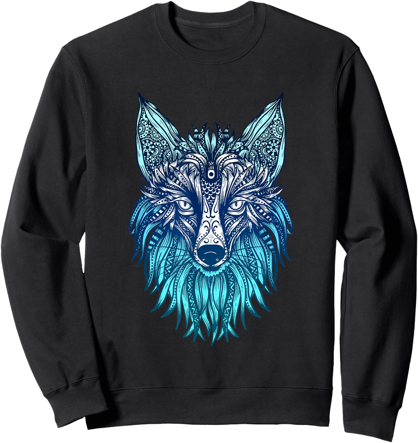 Arctic Fox Tribal Face Ornaments Antarctica Animal Fox Sweatshirt - Sweatshirt | Black