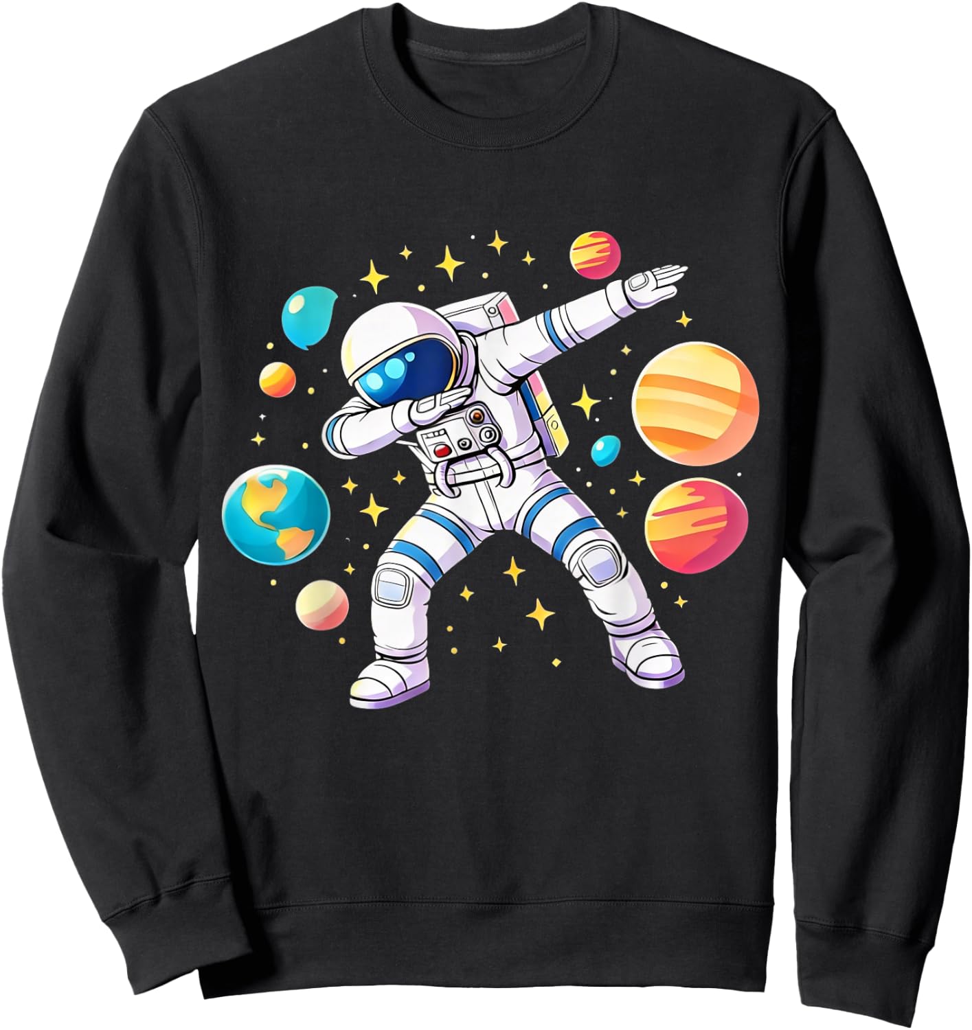 Astronaut Dabbing Funny Space Lover Cool Planets Boys Kids Sweatshirt - Sweatshirt | Black