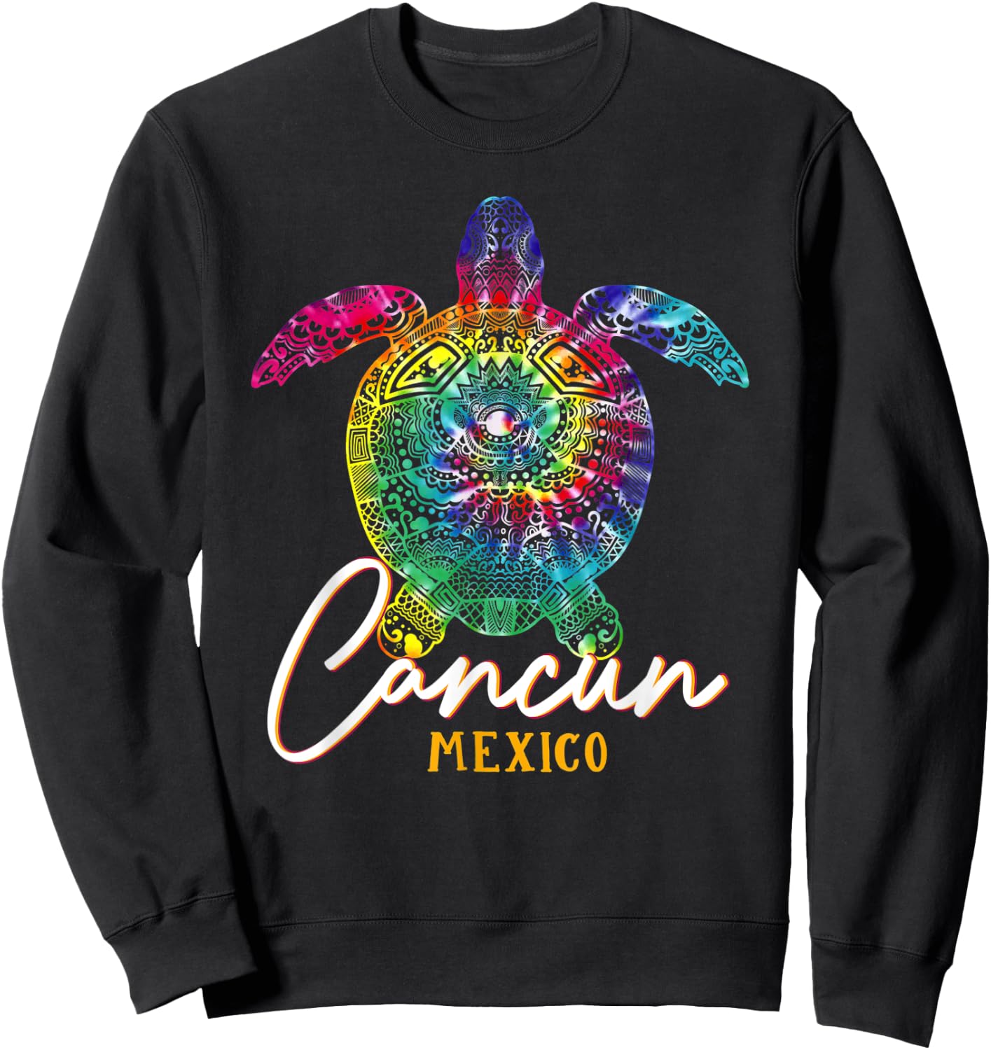 Cancun Tie Dye Sea Turtle Mexico Matching Family Vacation Sweatshirt - Sweatshirt | Black