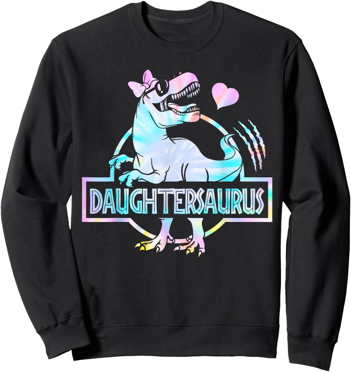 Daughtersaurus T Rex Dinosaur Daughter Saurus Family Sweatshirt - Sweatshirt | Black